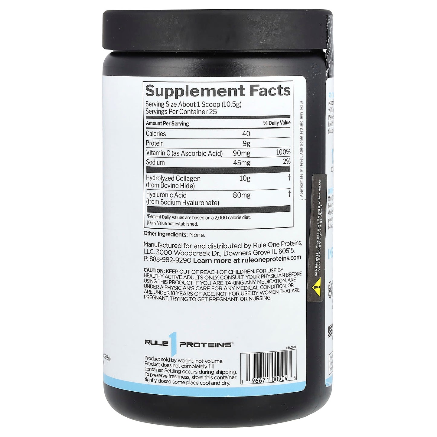 Rule One Proteins, Collagen Peptides + Vitamin C and Hyaluronic Acid, Unflavored, 9.26 oz (262.5 g) - Image 2