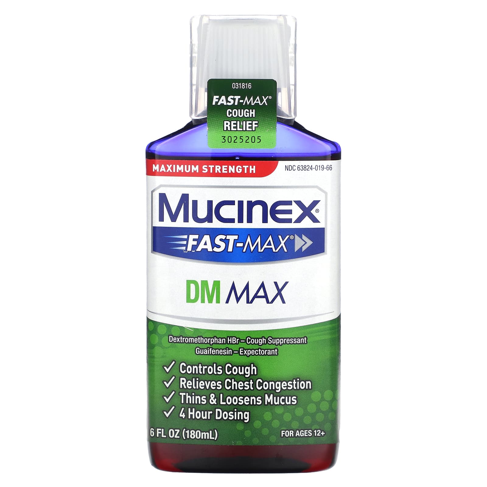 Mucinex, Fast-Max DM Max, Maximum Strength, For Ages 12+, 6 fl oz (180 ml) - Image 1