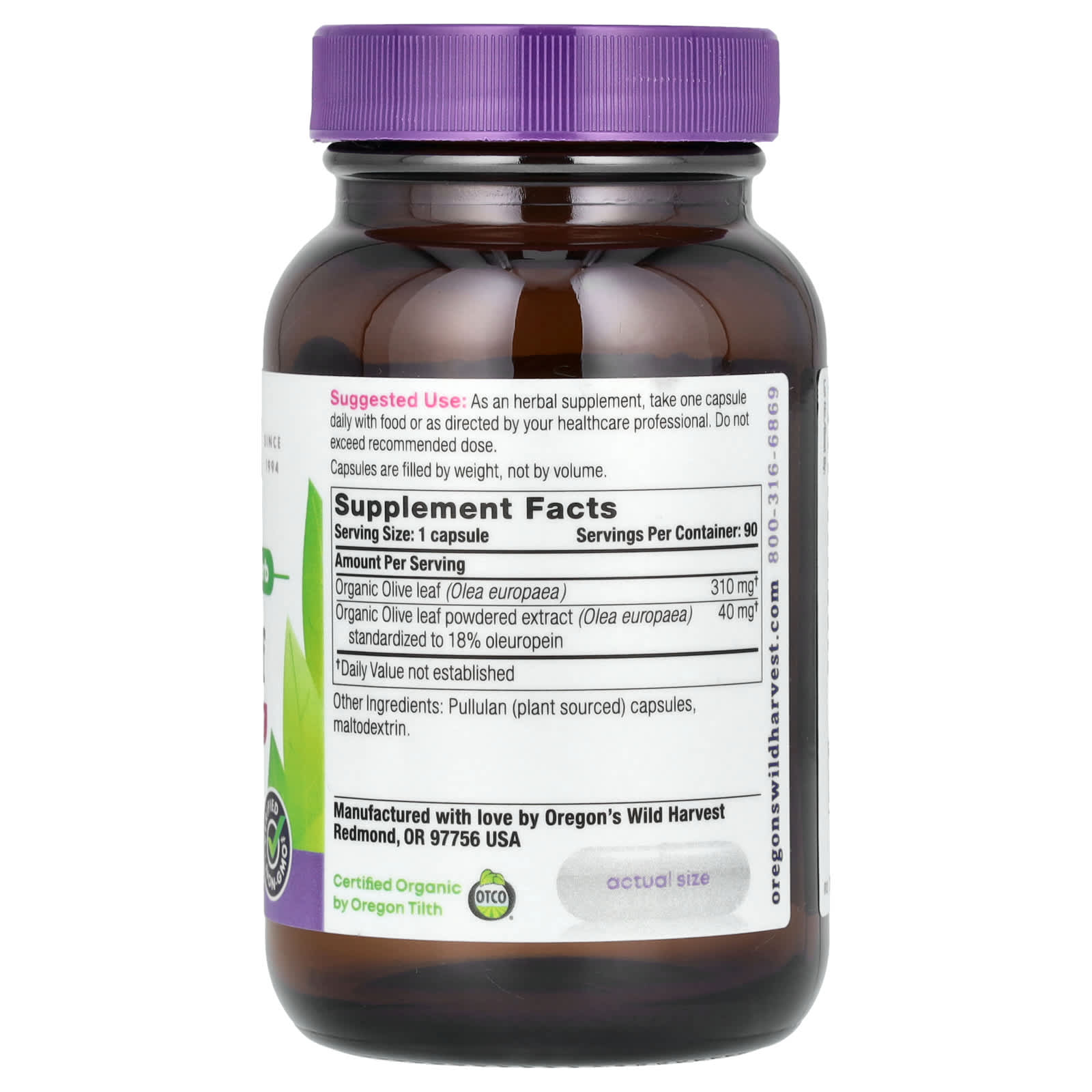 Oregon's Wild Harvest, Olive Leaf, 90 Vegan Capsules - Image 2