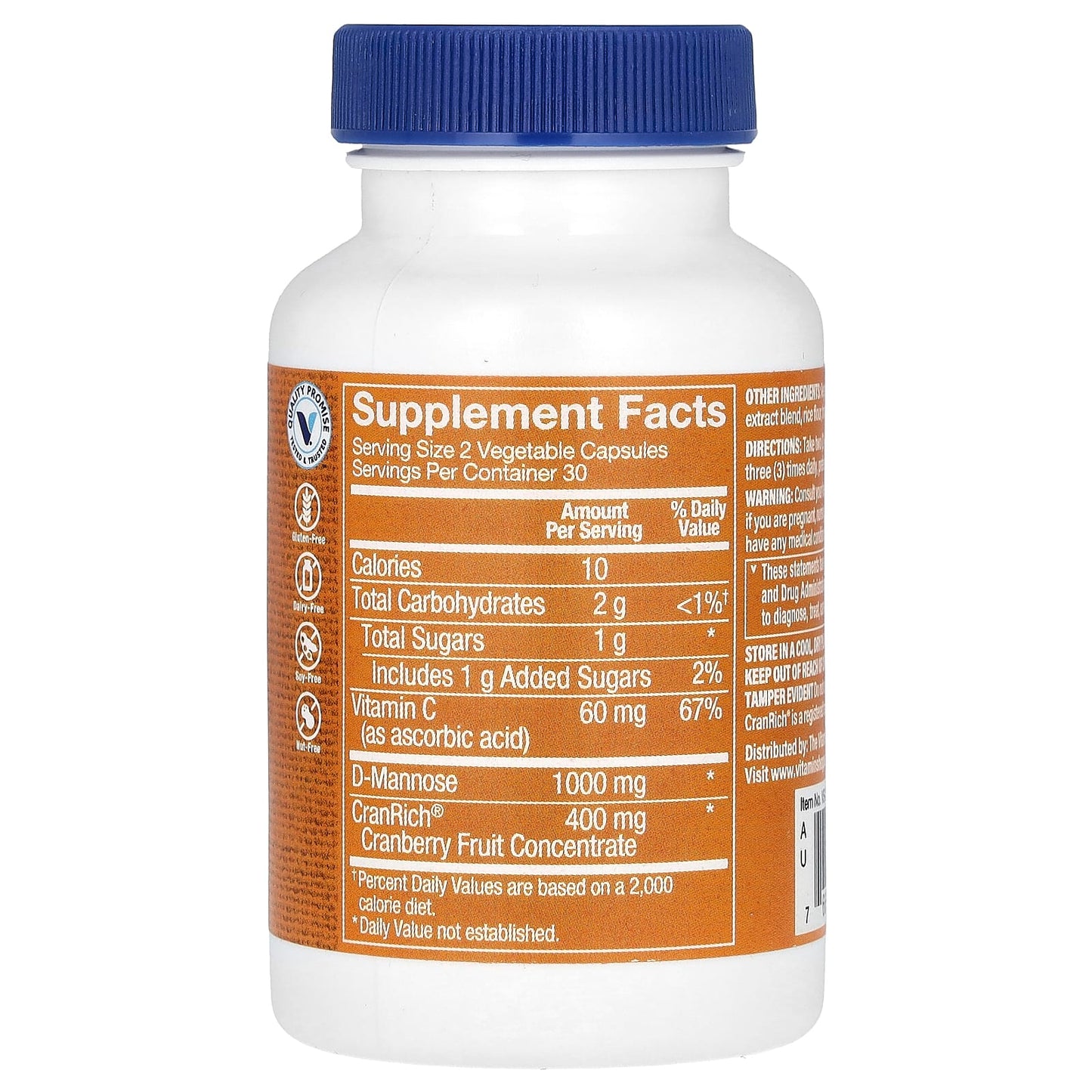 The Vitamin Shoppe, Cranberry With D-Mannose, 60 Vegetable Capsules - Image 2
