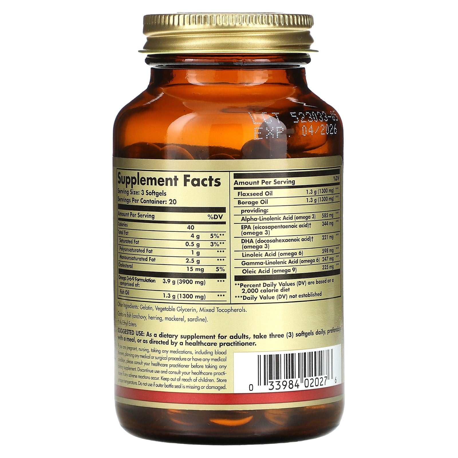 Solgar, Omega 3-6-9, 1,300 mg, 60 Softgels
