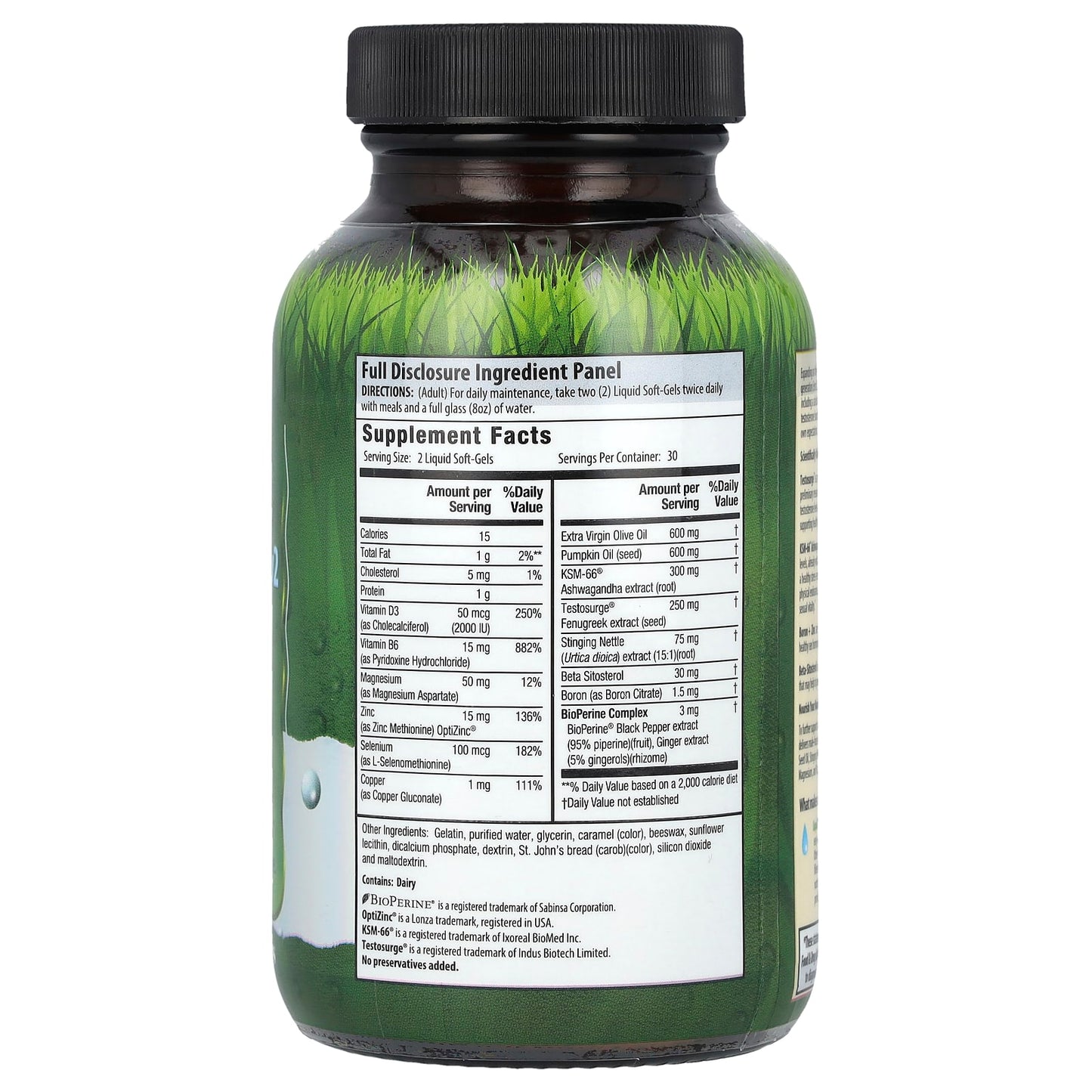 Irwin Naturals Extra Strength Testosterone Booster for Men - 60 Liquid Soft-Gels - Image 2