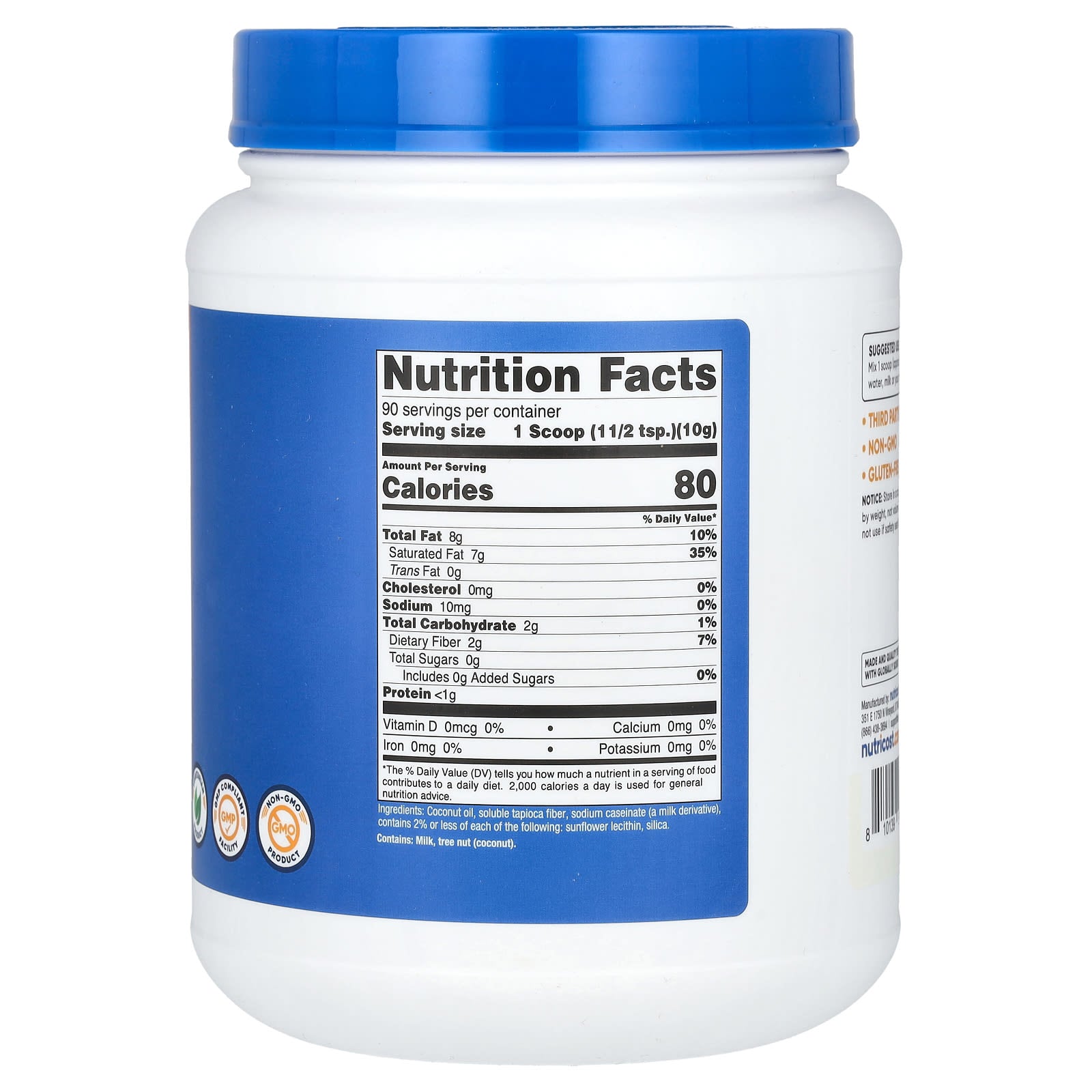 Nutricost, Coconut Oil Powder, Unflavored , 2 lb (907 g) - Image 2