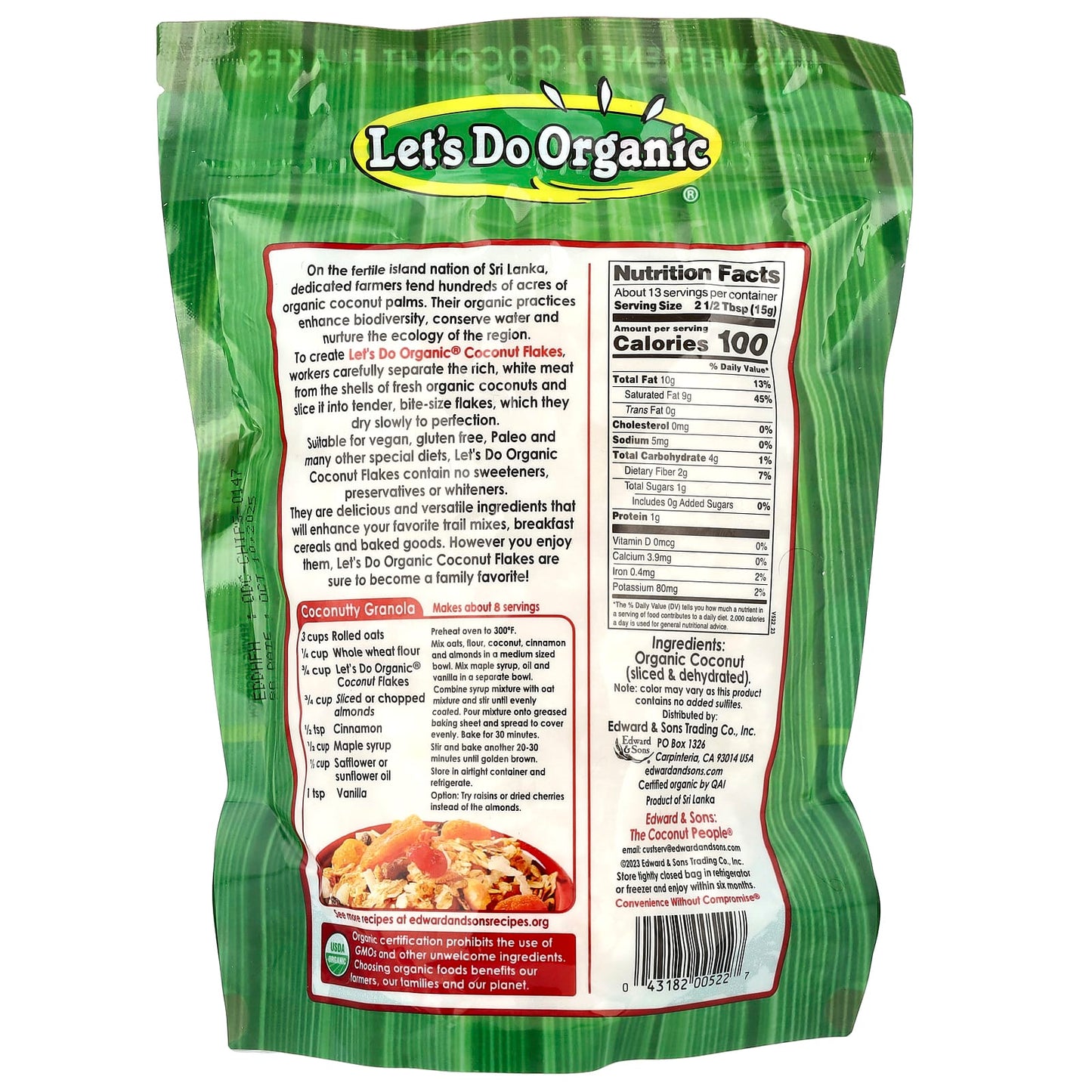 Organic Unsweetened Coconut Flakes by Edward & Sons, 7 oz (200g) - Image 2
