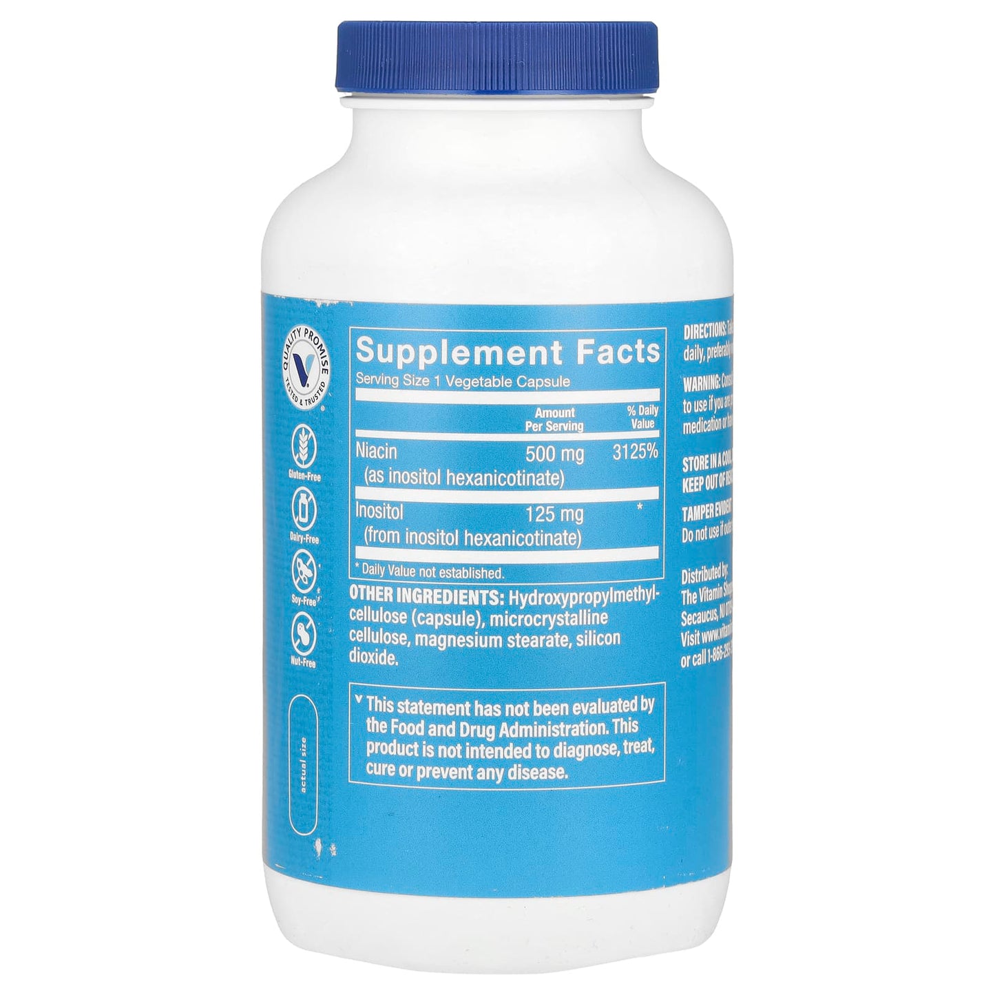 The Vitamin Shoppe, No-Flush Niacin, 500 mg, 300 Vegetable Capsules - Image 2