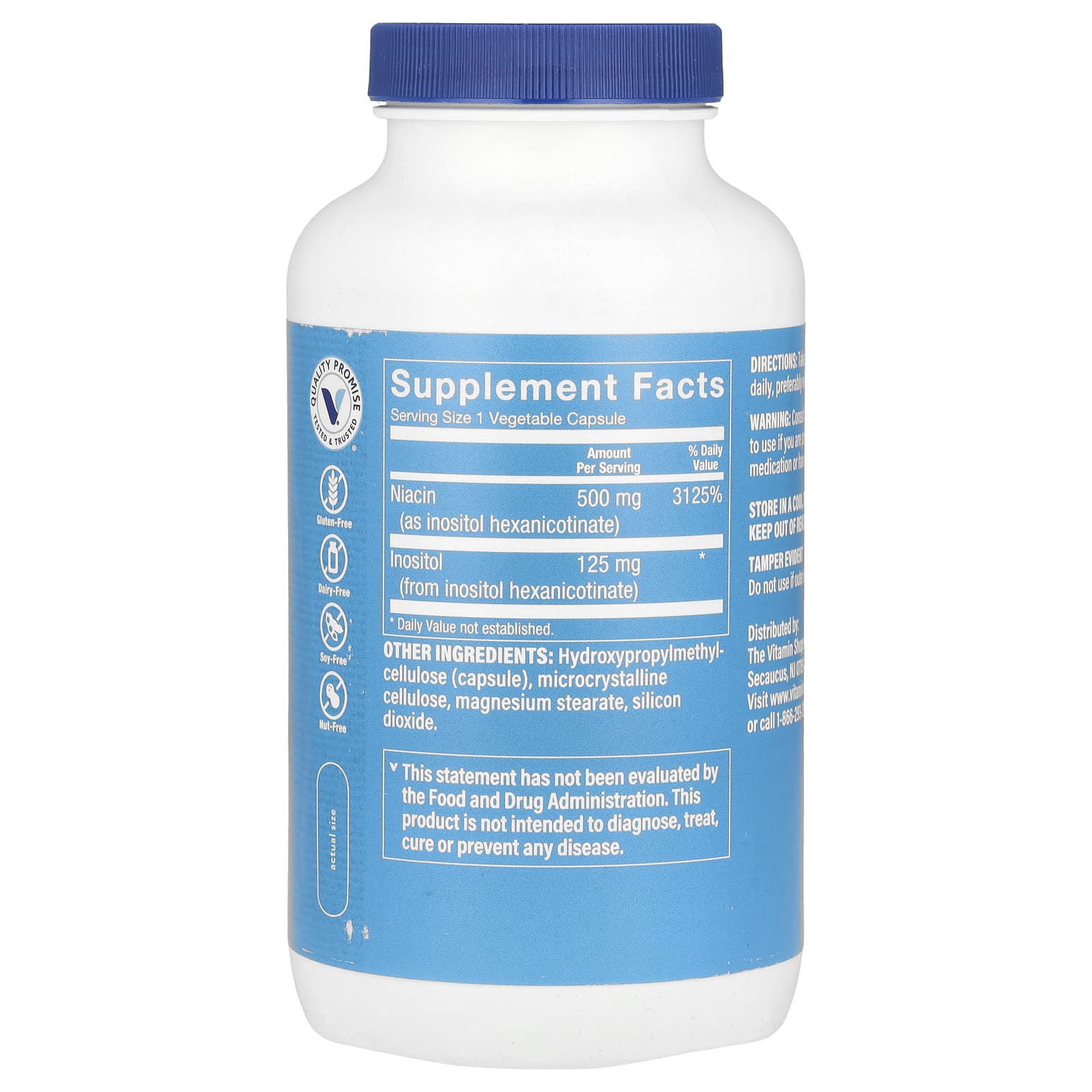 The Vitamin Shoppe, No-Flush Niacin, 500 mg, 300 Vegetable Capsules - Image 2