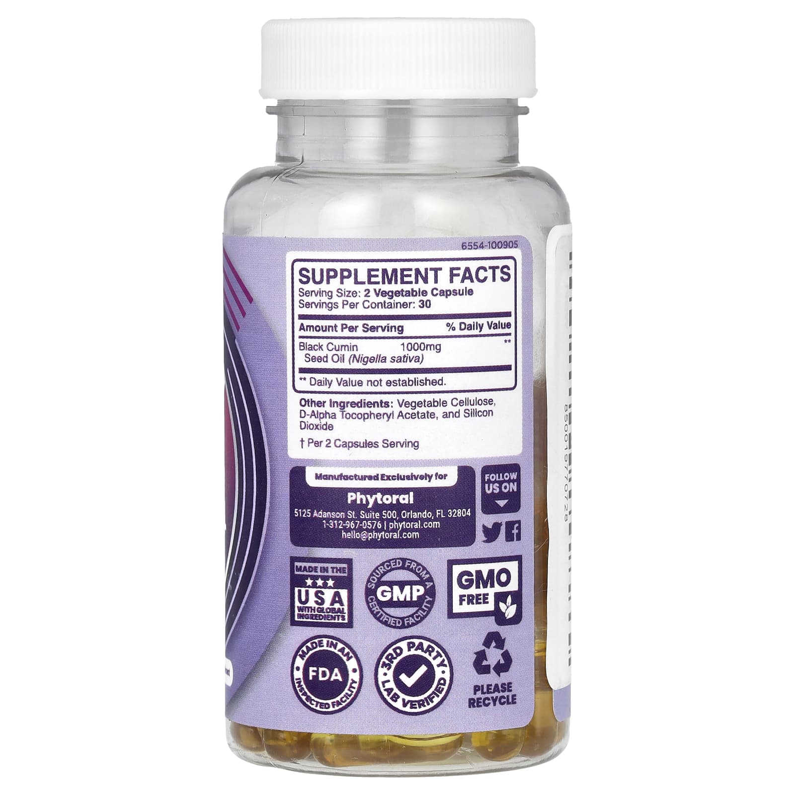 Phytoral, Black Seed Oil, 60 Vegetable Capsules (500 mg per Capsule) - Image 2