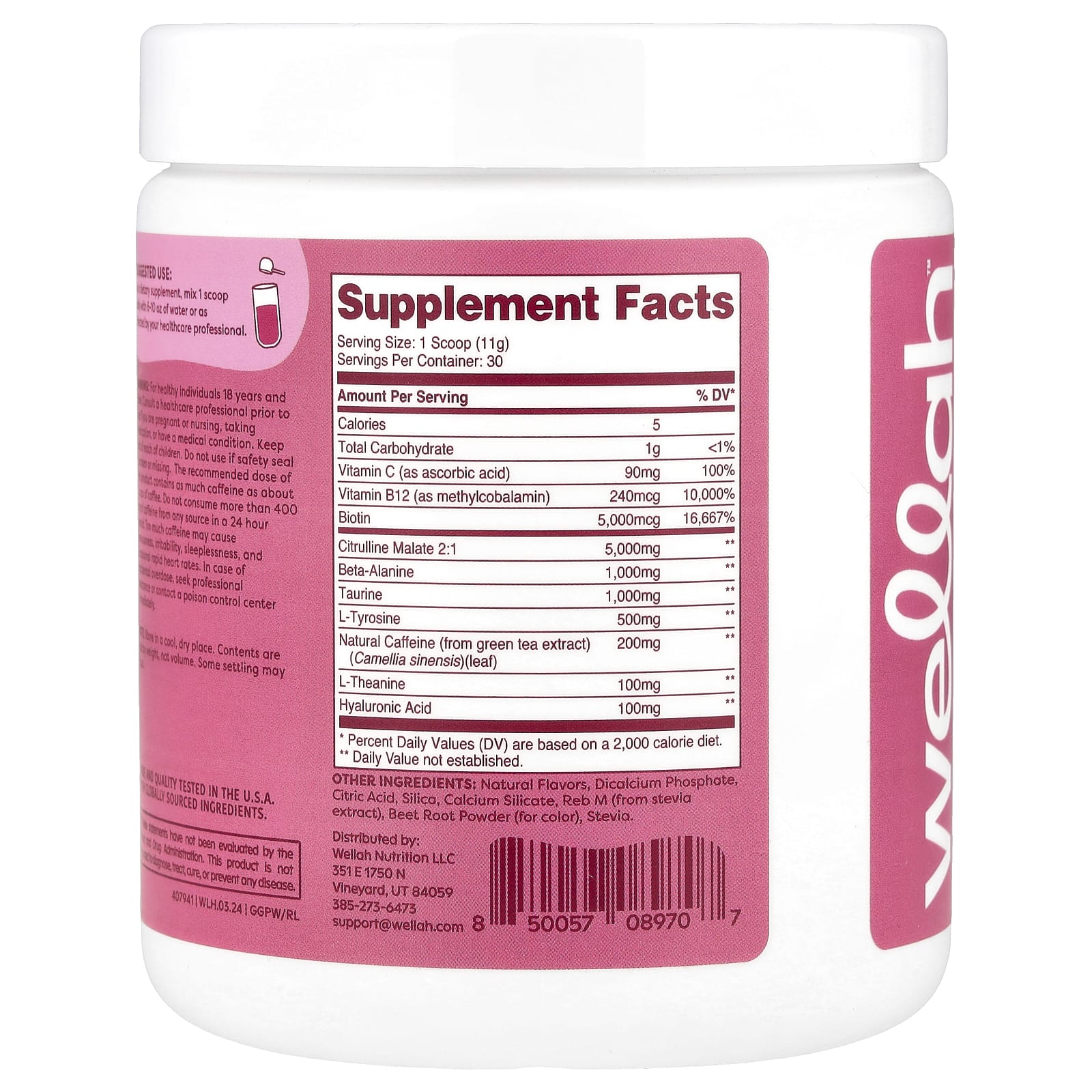 Wellah, Get-Going Pre-Workout, Raspberry Lemonade, 11.9 oz (333 g) - Image 2