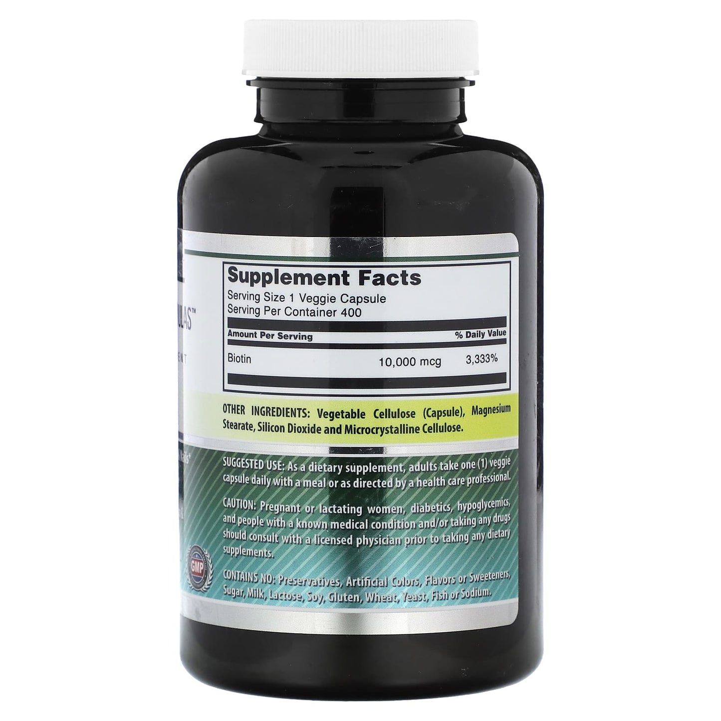 Biotin Hair Skin Nail Support - 400 Veggie Capsules - Image 2