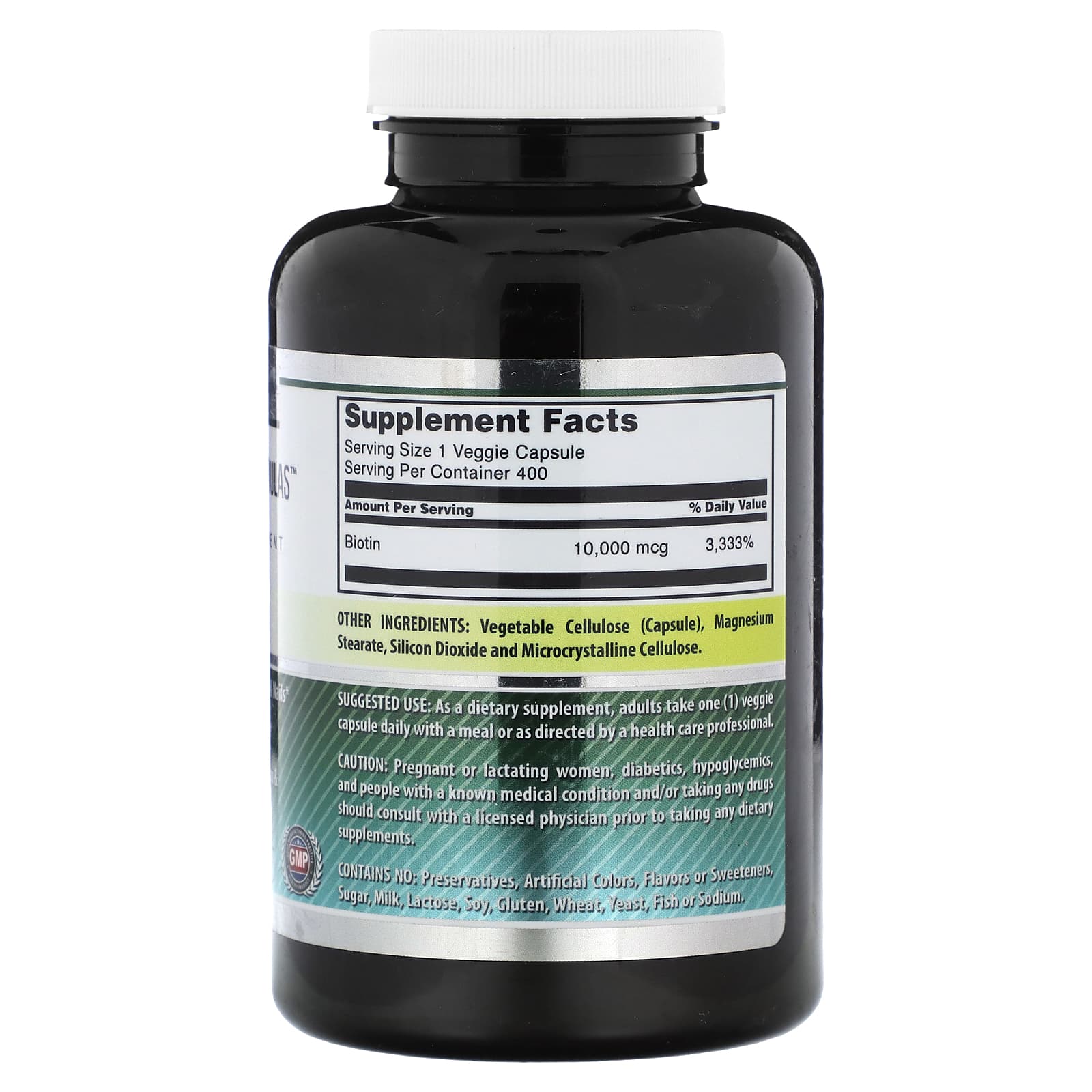 Biotin Hair Skin Nail Support - 400 Veggie Capsules - Image 2