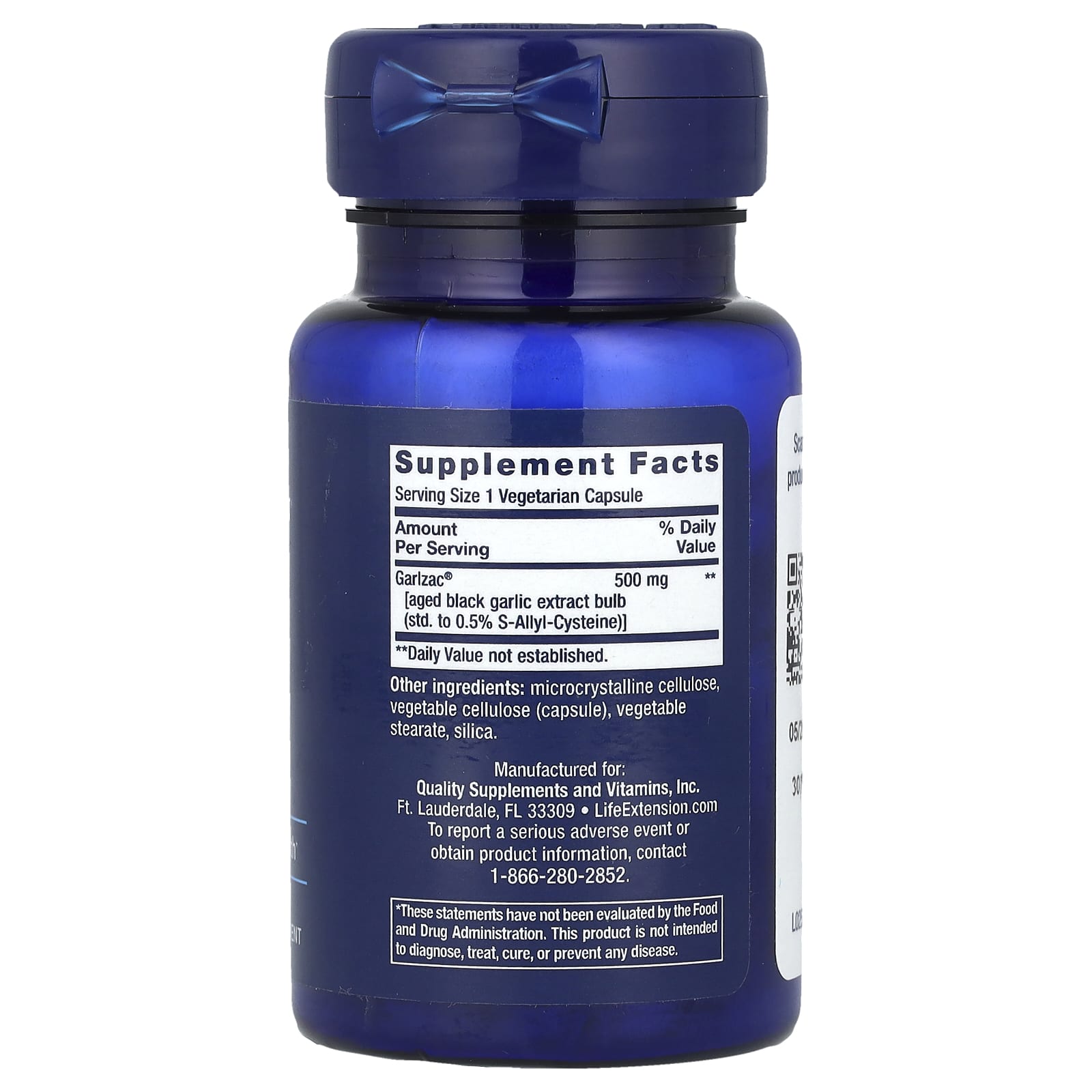 Life Extension, Aged Black Garlic, 500 mg, 30 Vegetarian Capsules