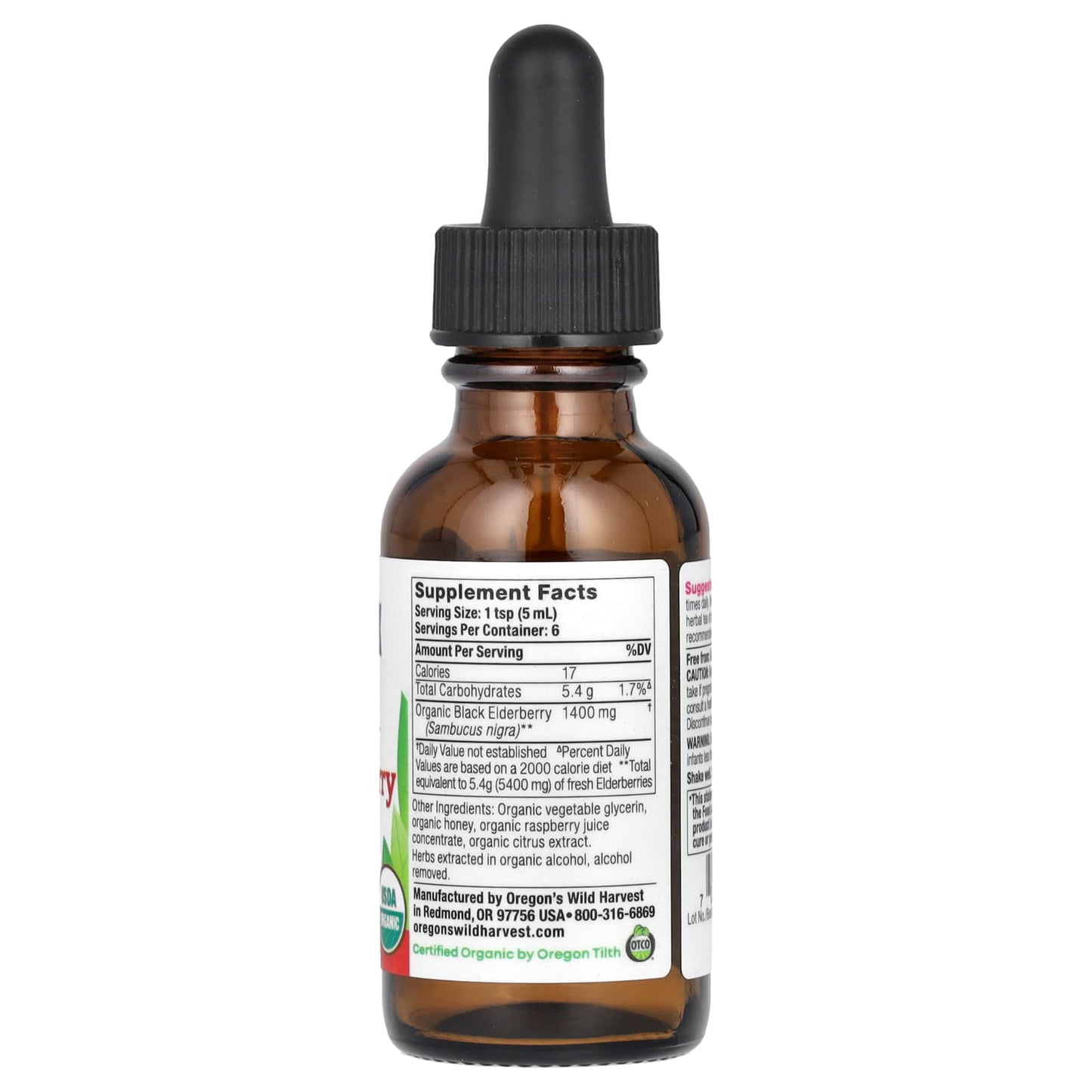 Oregon's Wild Harvest, Organic Black Elderberry Honey, Alcohol Free, 1 fl oz (30 ml) (1,400 mg per Serving) - Image 2