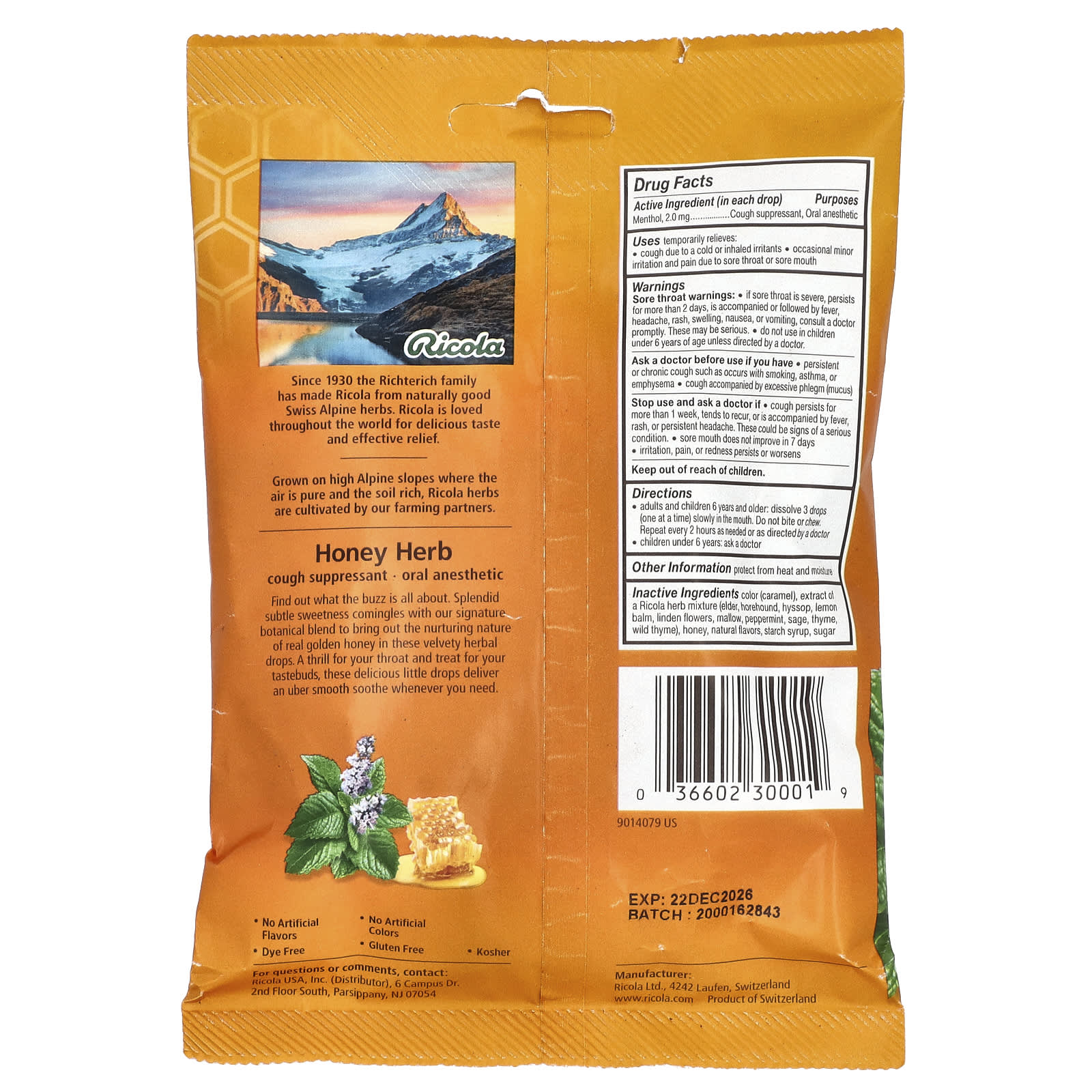 Ricola, Honey Herb®, 24 Wrapped Drops - Image 2