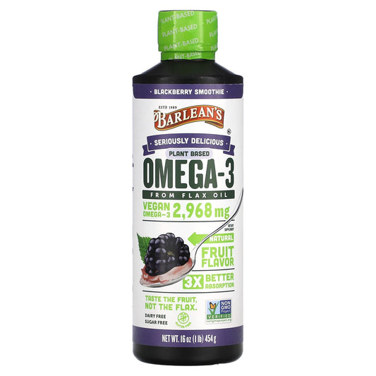 Barlean's Omega-3 Flax Oil Blackberry Smoothie 2,968mg 16oz - Image 1