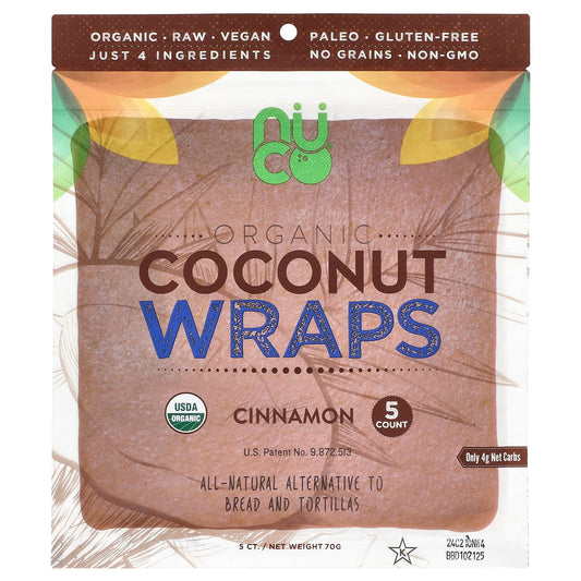 NUCO, Organic Coconut Wraps, Cinnamon, 5 Wraps, 14 g Each - Image 1