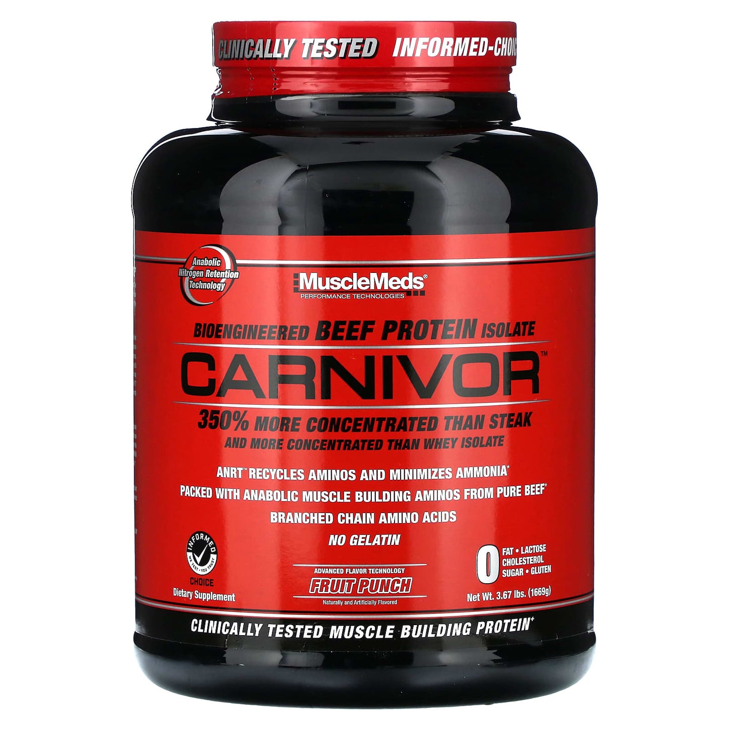 MuscleMeds, Carnivor, Bioengineered Beef Protein Isolate, Fruit Punch, 3.67 lbs (1,669 g) - Image 1