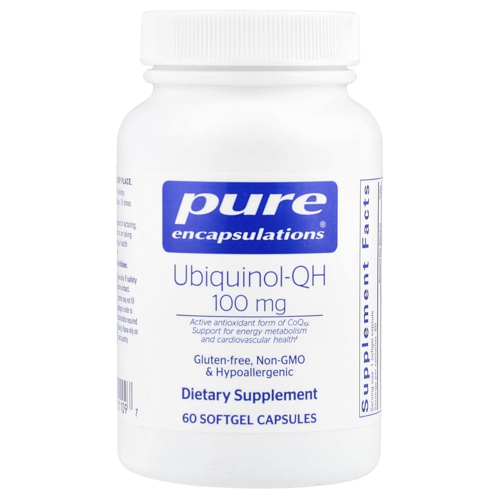 Pure Encapsulations, Ubiquinol-QH, 100 mg, 60 Softgel Capsules - Image 1