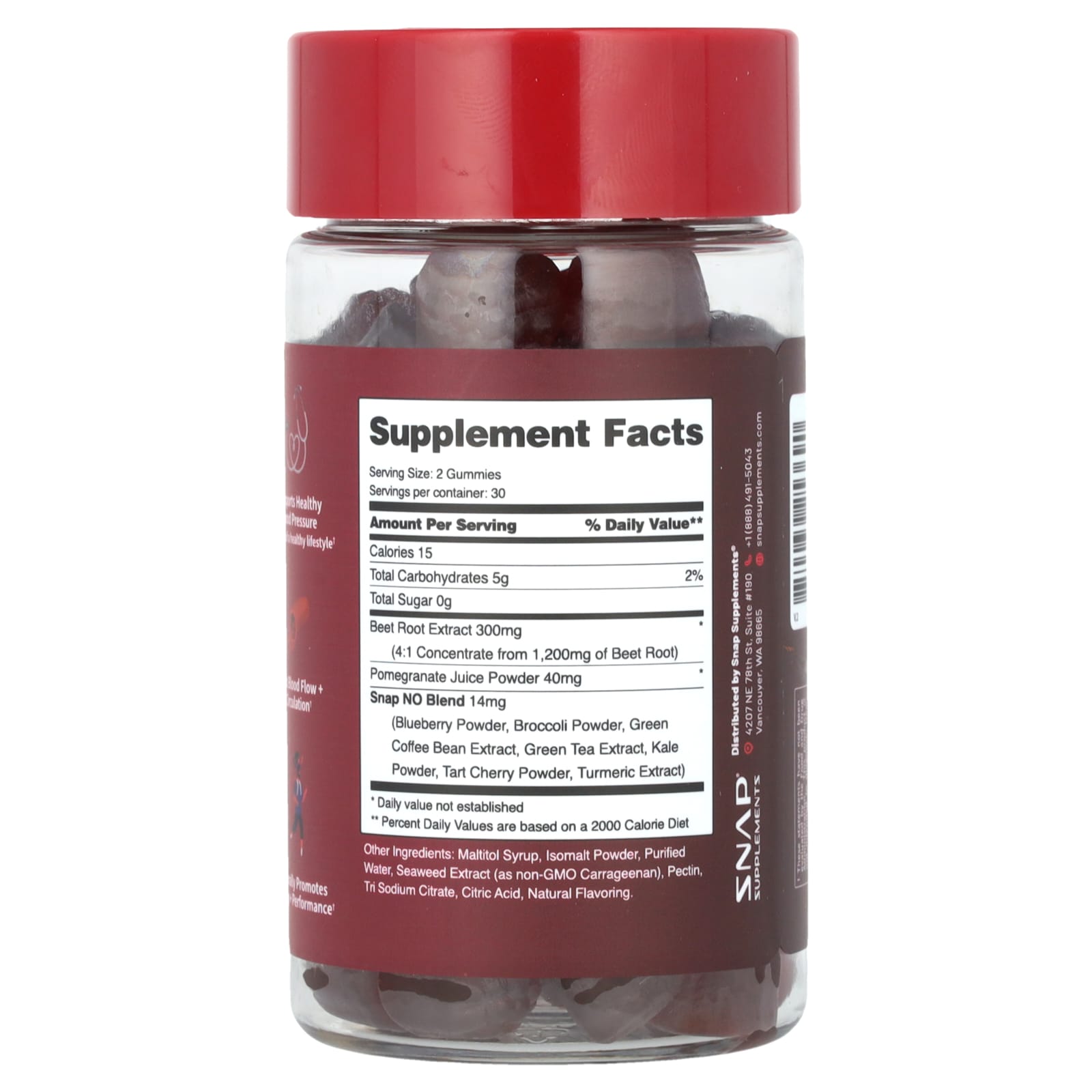 Snap Supplements, Heart Beets, Mixed Berry, 60 Gummies - Image 2