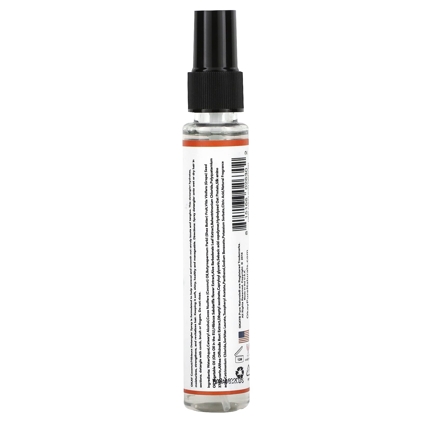 Okay Pure Naturals, Coconut & Hibiscus Detangler Spray, 2 fl oz (59 ml) - Image 2