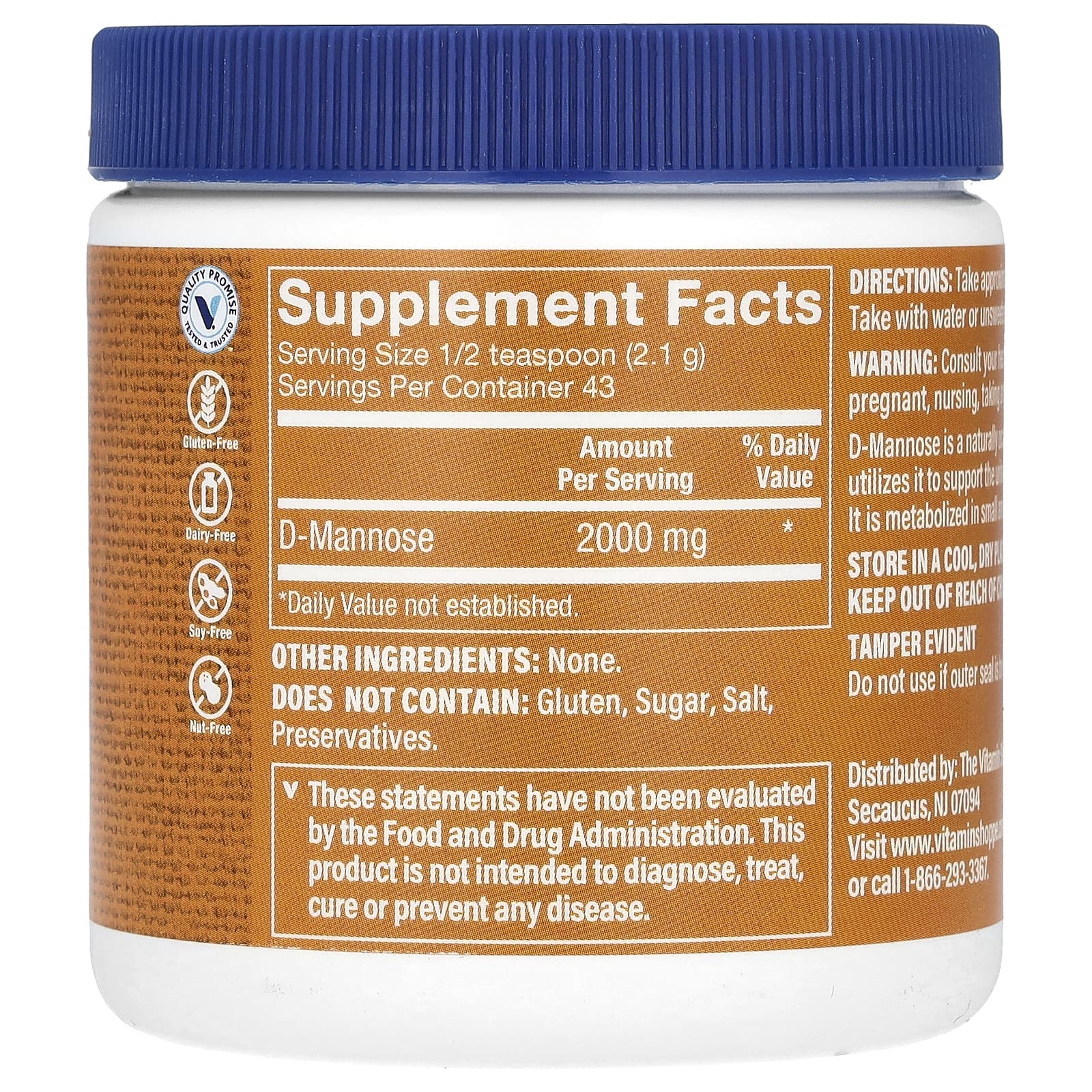 The Vitamin Shoppe, D-Mannose Powder, 3.2 oz (90.3 g) - Image 2