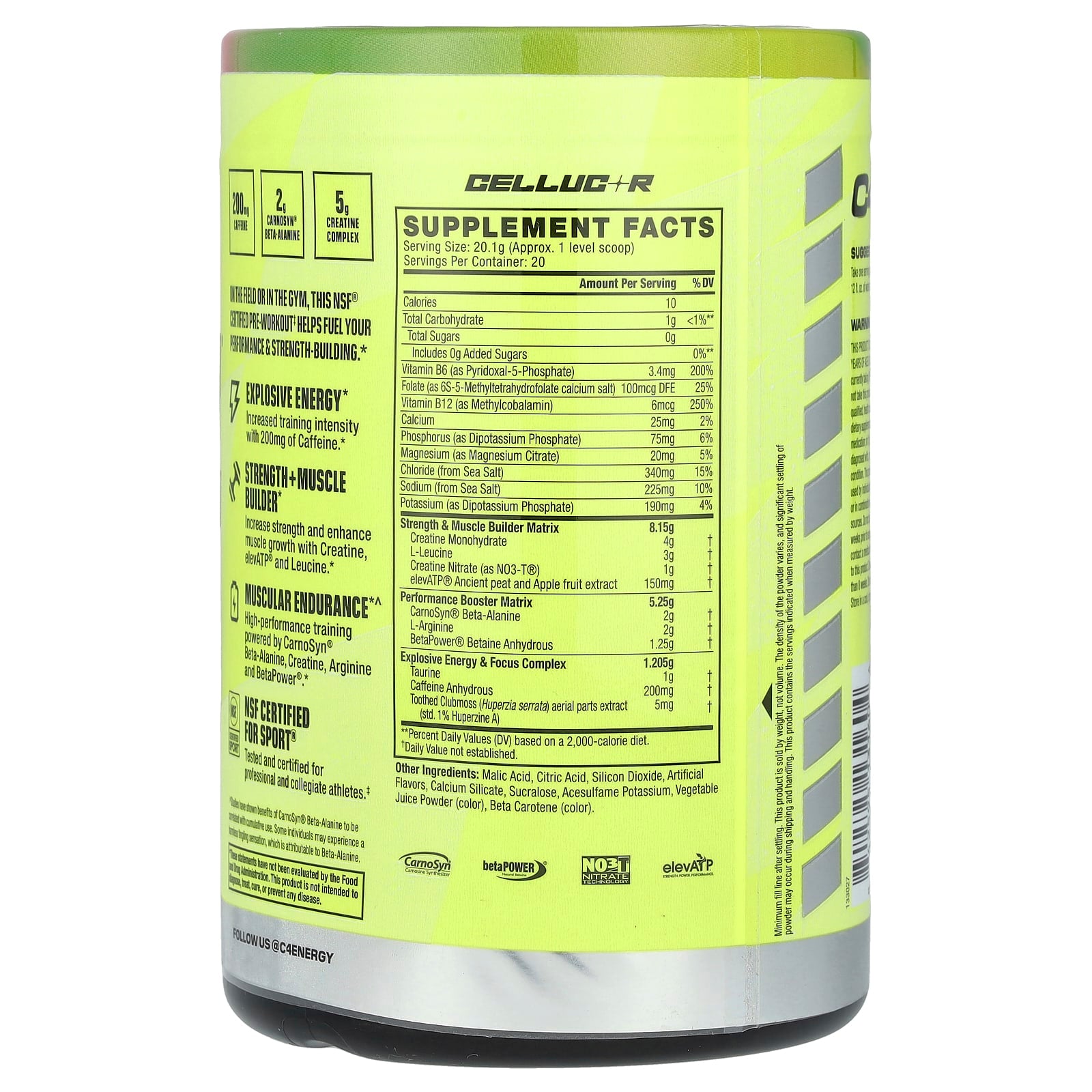 C4 Sport Strength Pre-Workout with Watermelon Flavor - 14.2 oz - Image 2