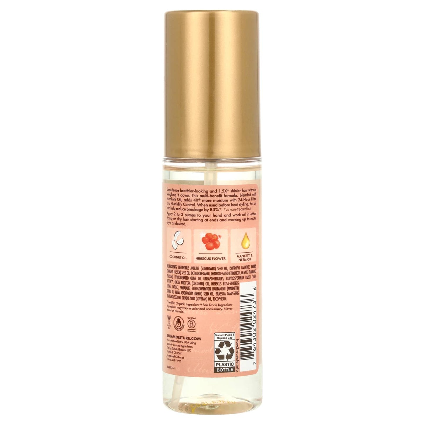 SheaMoisture, Smooth & Shine Oil, Coconut & Hibiscus , 3.3 fl oz (97 ml) - Image 2