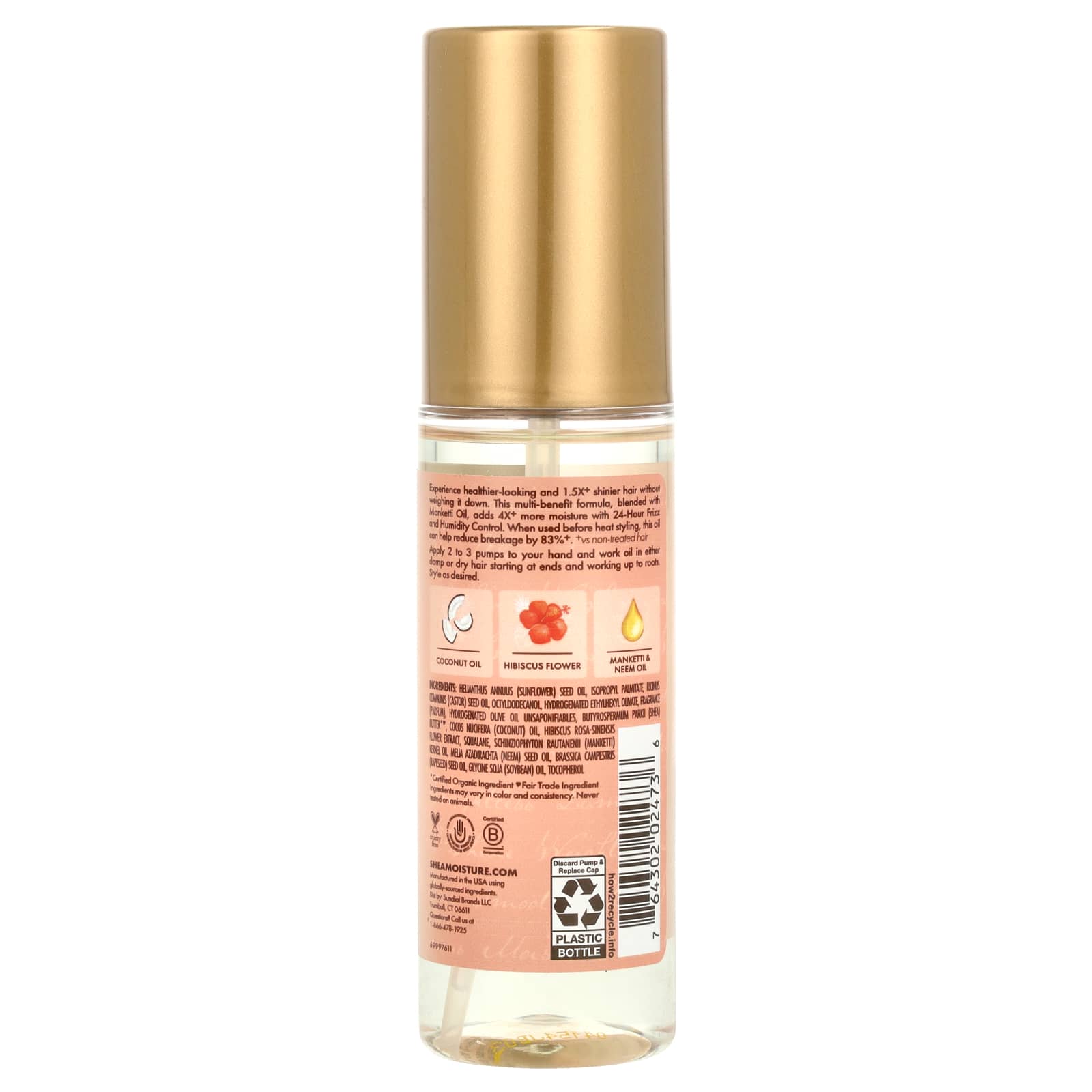 SheaMoisture, Smooth & Shine Oil, Coconut & Hibiscus , 3.3 fl oz (97 ml) - Image 2