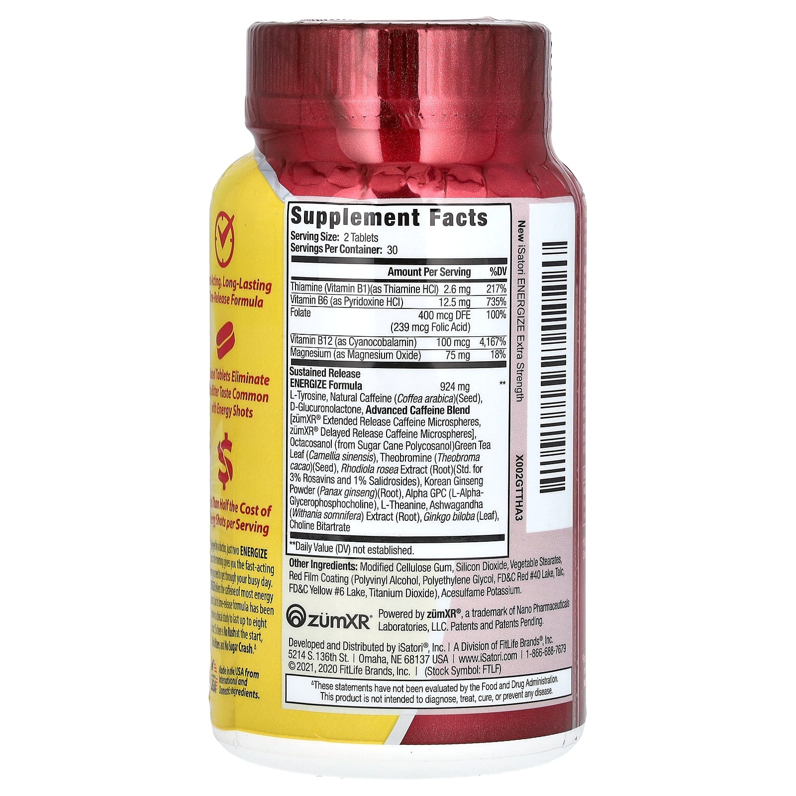 Isatori Energize: Extra Strength All-Day Energy Pills 60 Tablets - Image 2