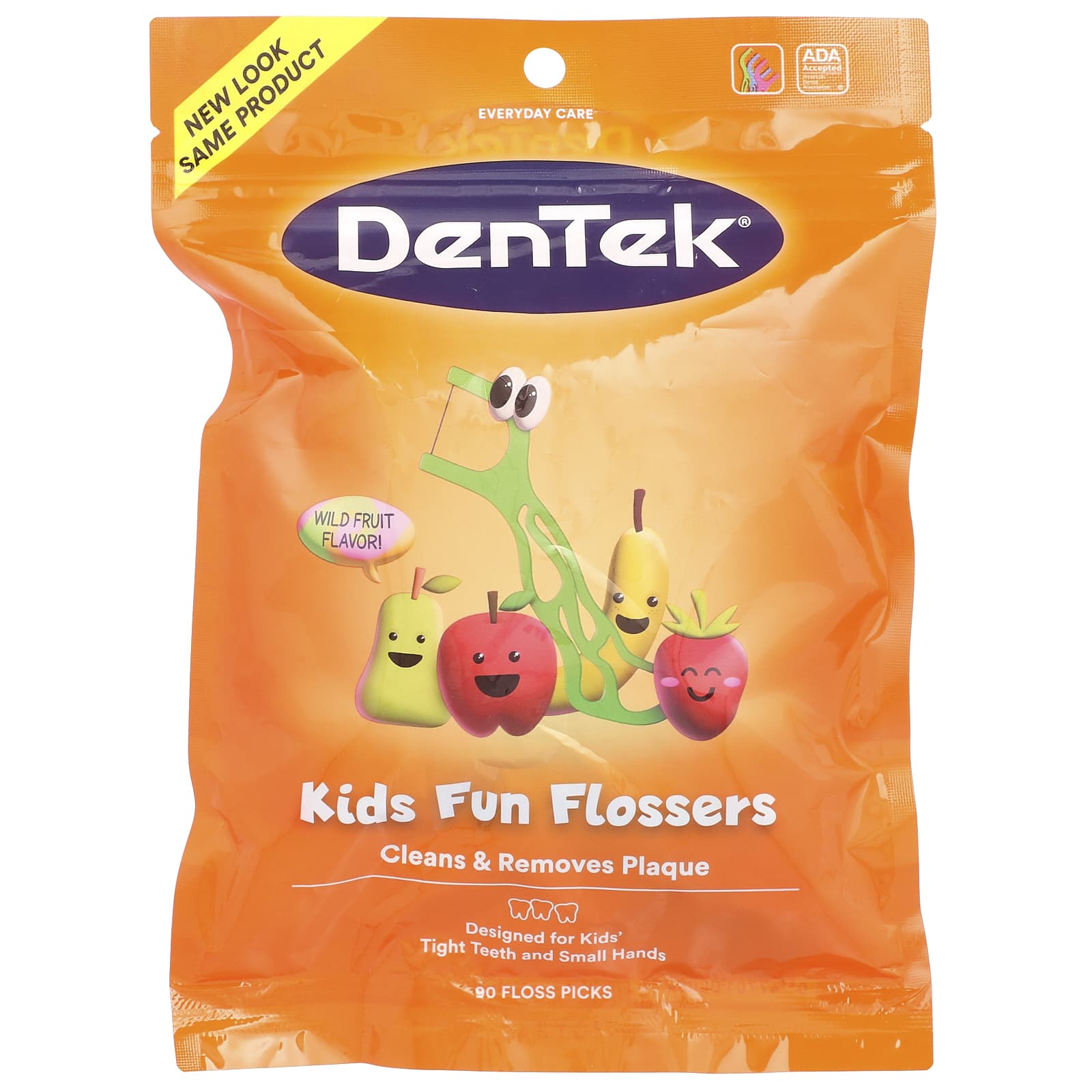 Wild Fruit Kids Flossers by DenTek, 90 Floss Picks, Fun & Easy Oral Care - Image 1