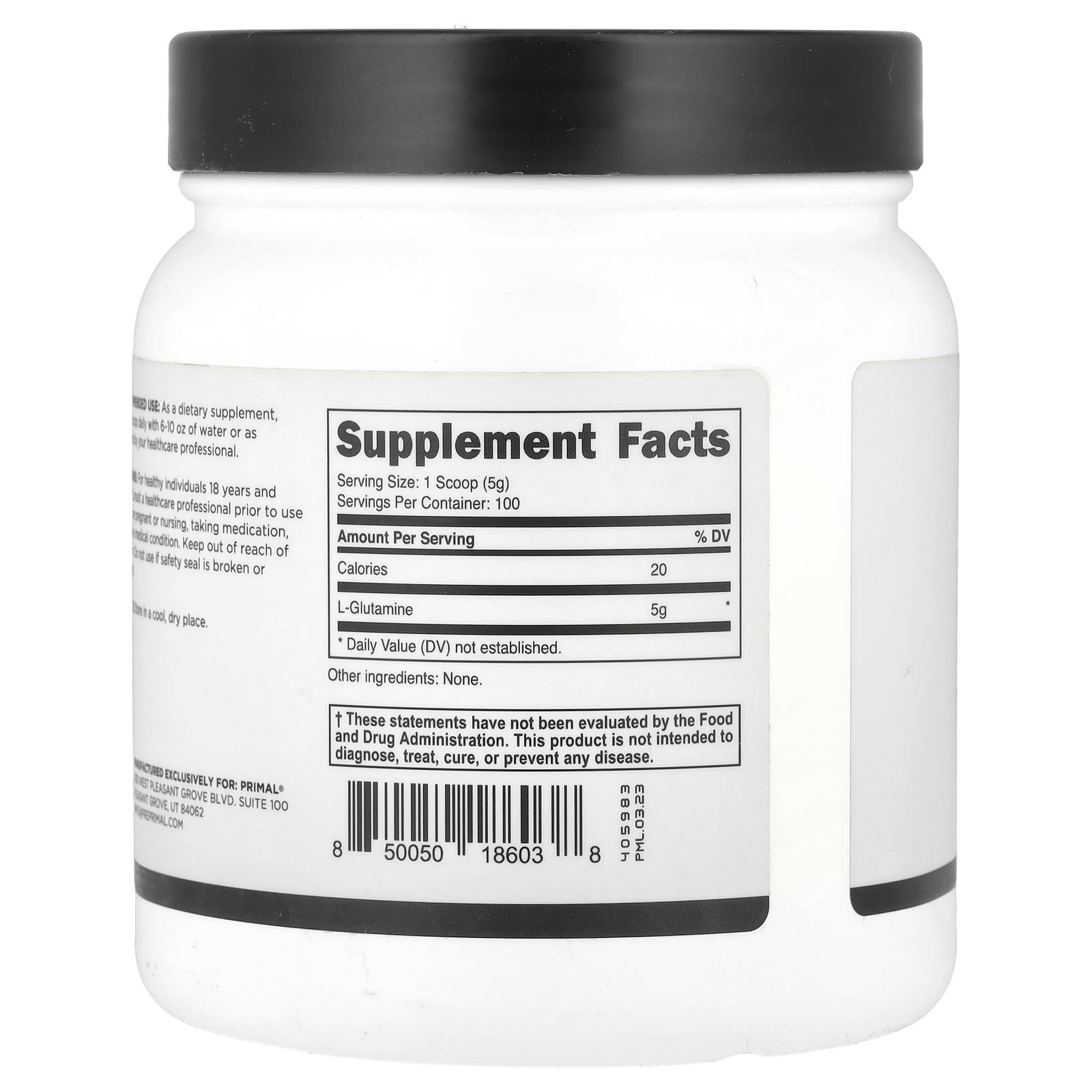 PrePrimal, L-Glutamine Powder, Unflavored, 17.6 oz (500 g) - Image 2