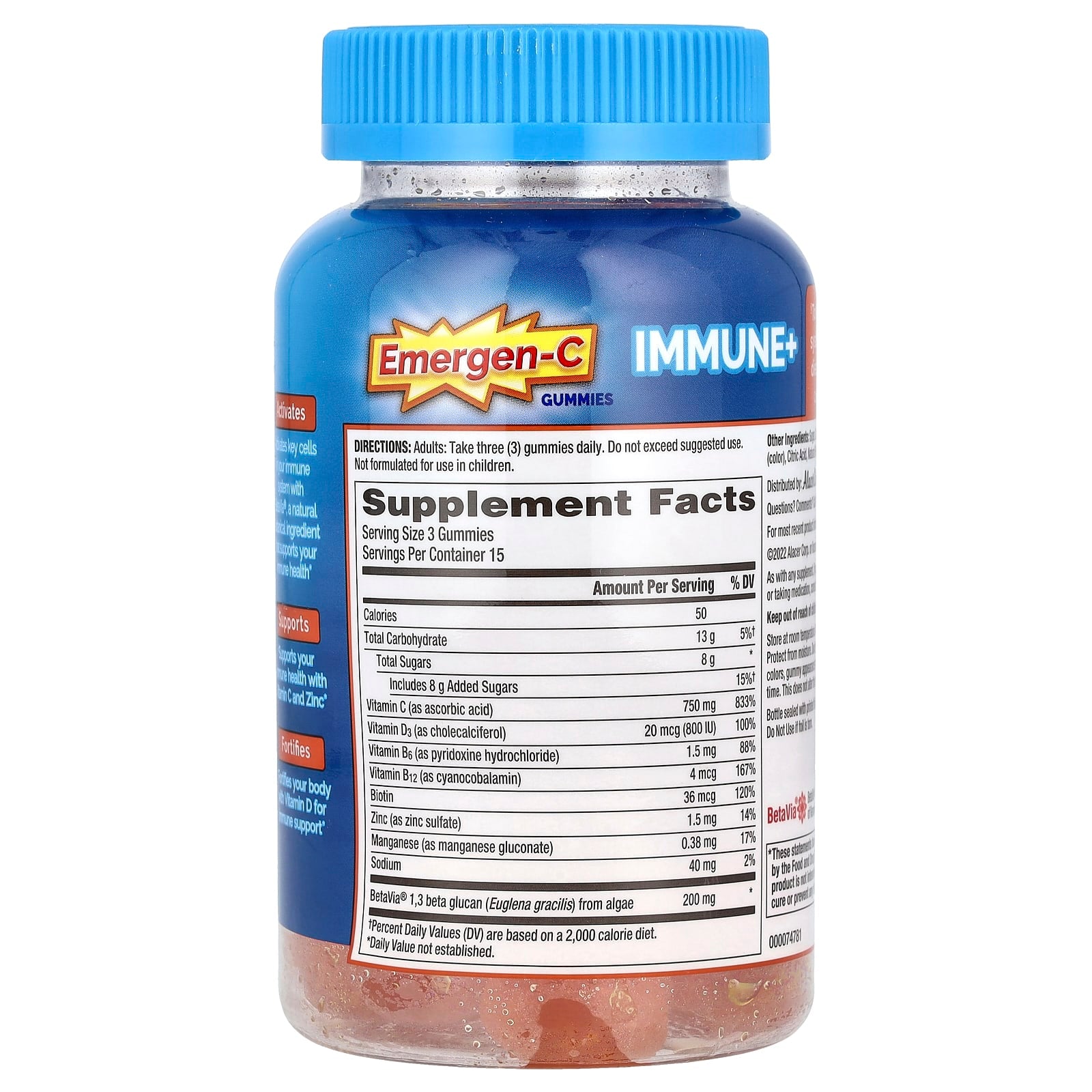 Emergen-C Immune+ Gummies for Super Orange Immune Support - Image 2