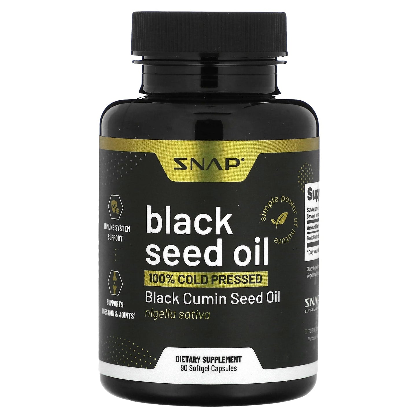 Snap Supplements, Black Seed Oil, 500 mg, 90 Softgel Capsules - Image 1