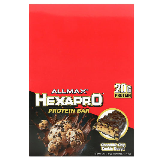 ALLMAX Hexapro Protein Bars, Chocolate Chip Cookie Dough, High-Protein Snack - Image 1