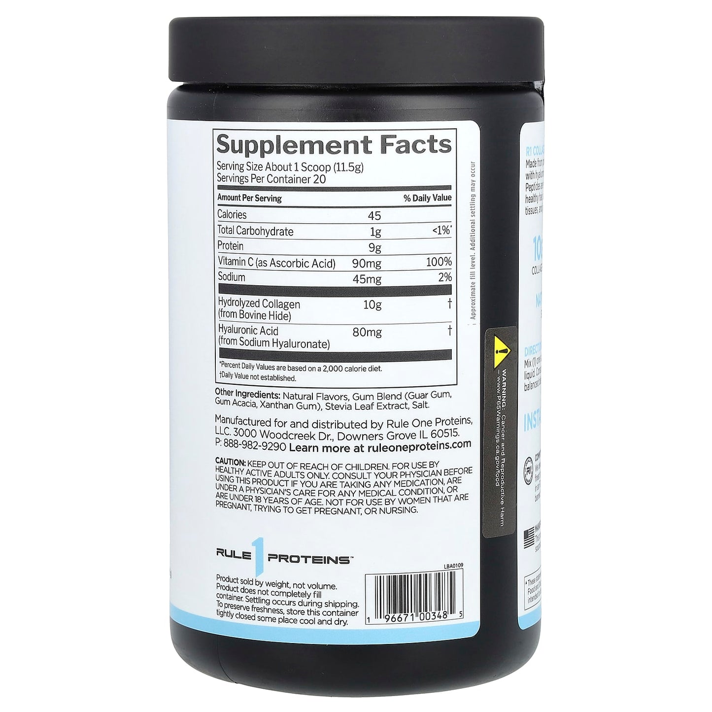 Rule One Proteins, Collagen Peptides + Vitamin C and Hyaluronic Acid, Vanilla Creme, 8.11 oz (230 g) - Image 2