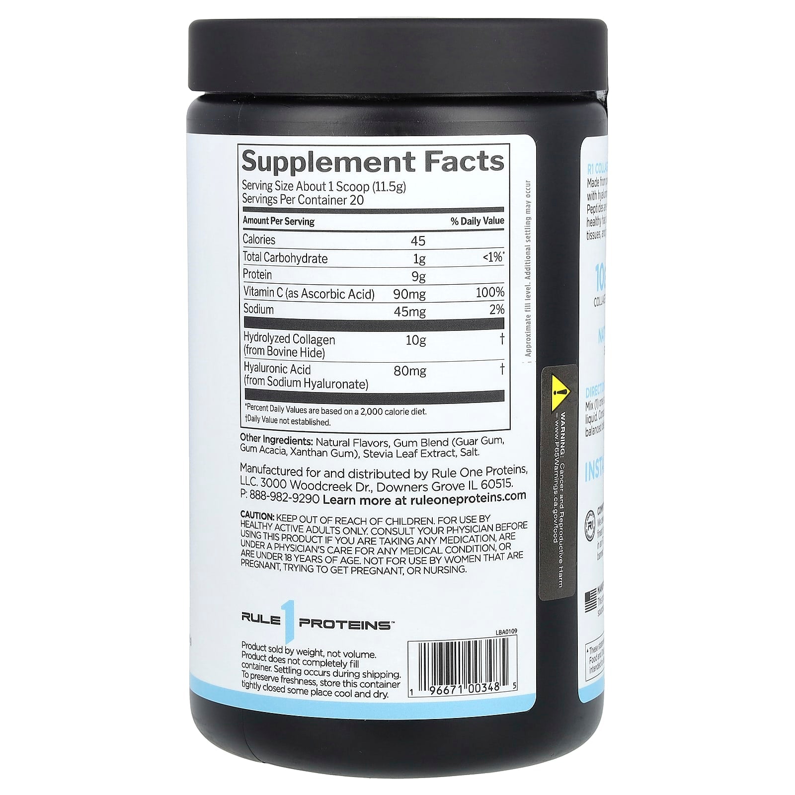 Rule One Proteins, Collagen Peptides + Vitamin C and Hyaluronic Acid, Vanilla Creme, 8.11 oz (230 g) - Image 2