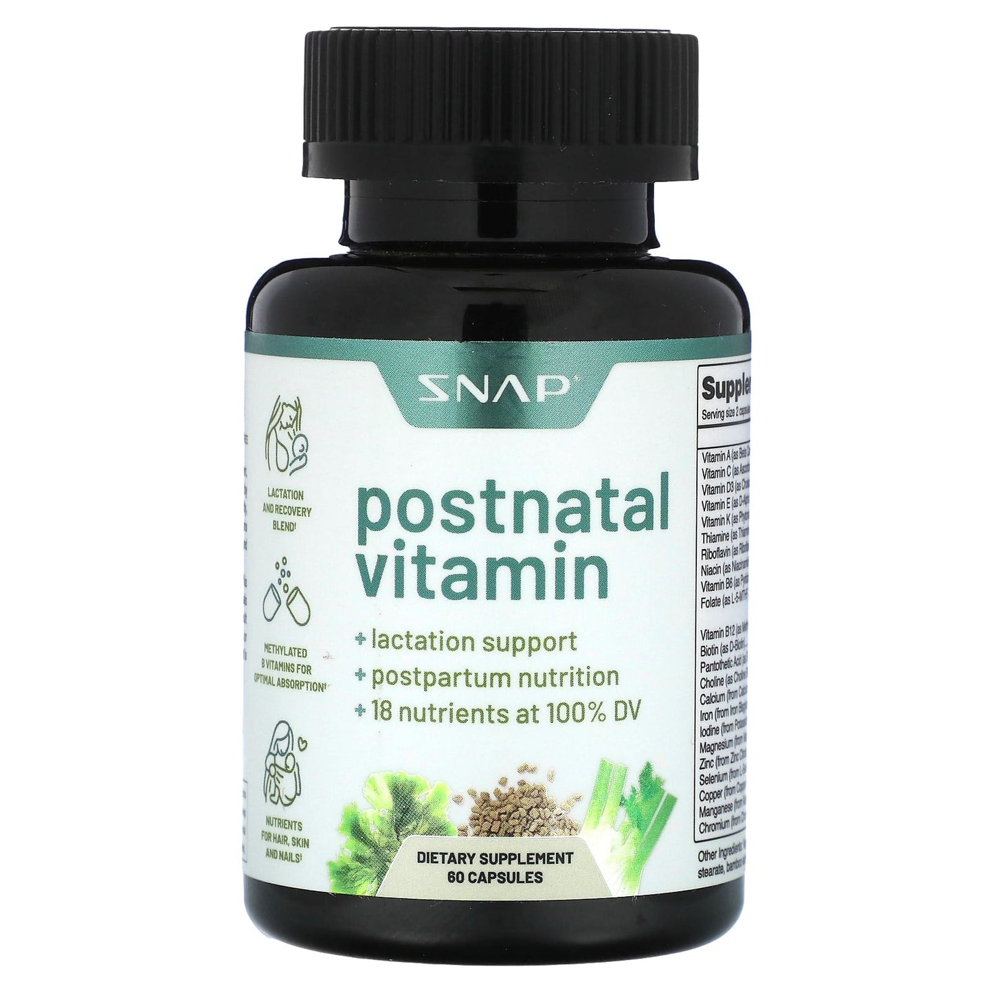 Snap Supplements, Postnatal Vitamin, 60 Capsules - Image 1