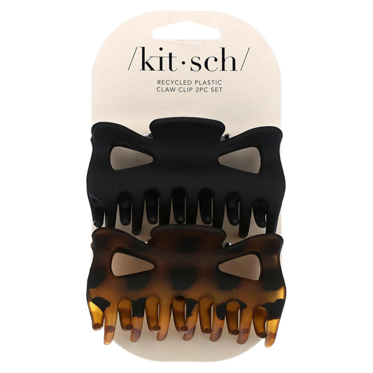 Kitsch, Large Claw Clips, Black & Tort, 2pc Set - Image 1