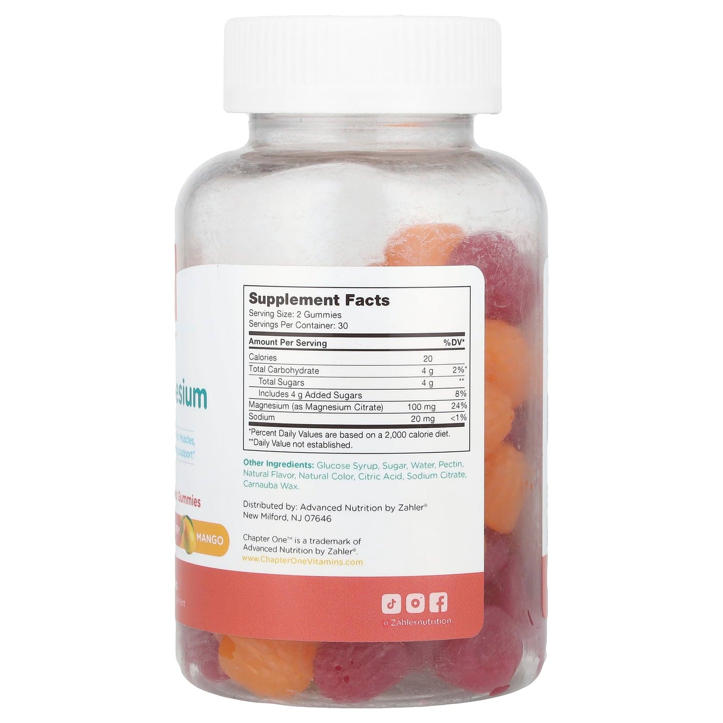Raspberry Mango Magnesium Gummies by Chapter One - 50mg per Gummy - Image 2