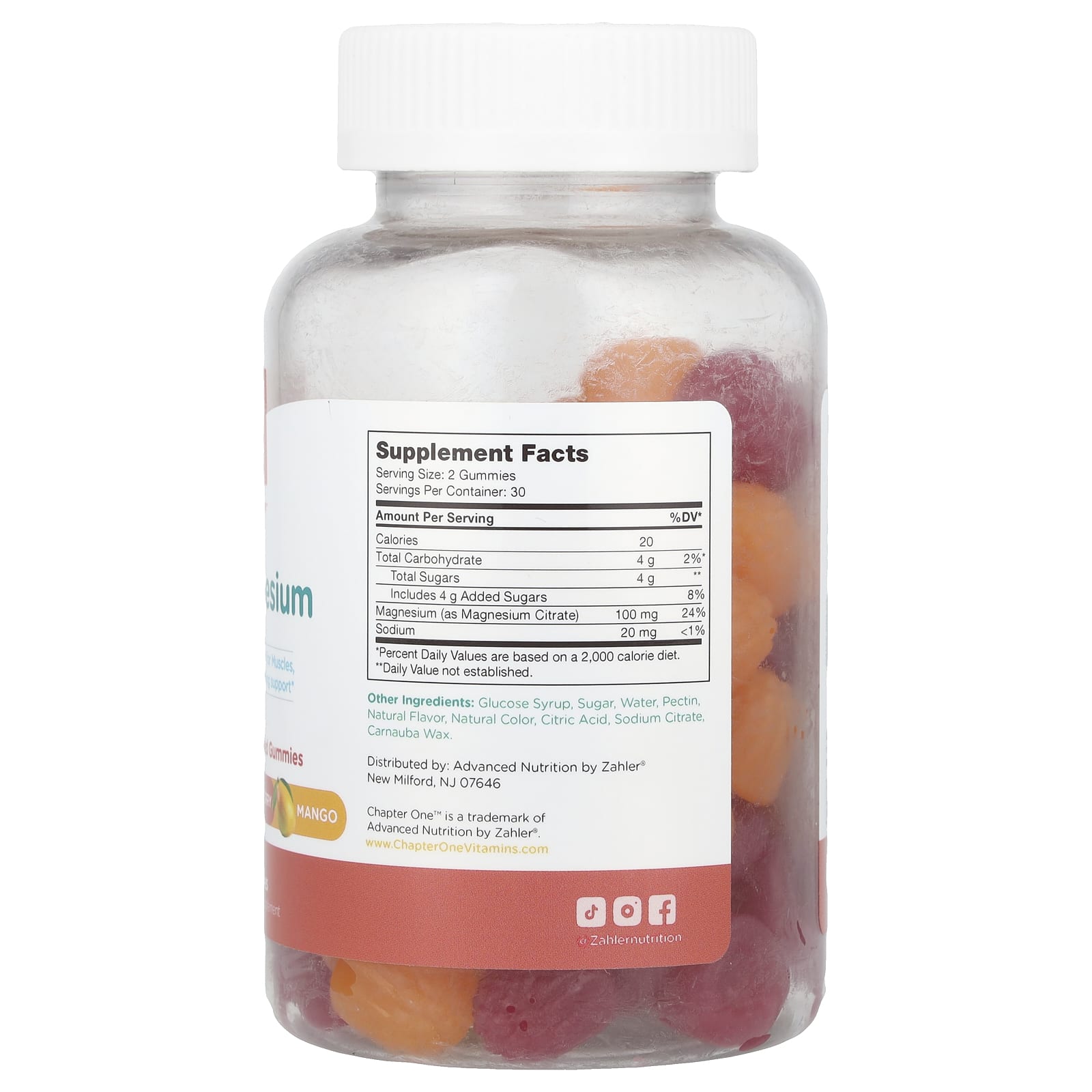 Raspberry Mango Magnesium Gummies by Chapter One - 50mg per Gummy - Image 2