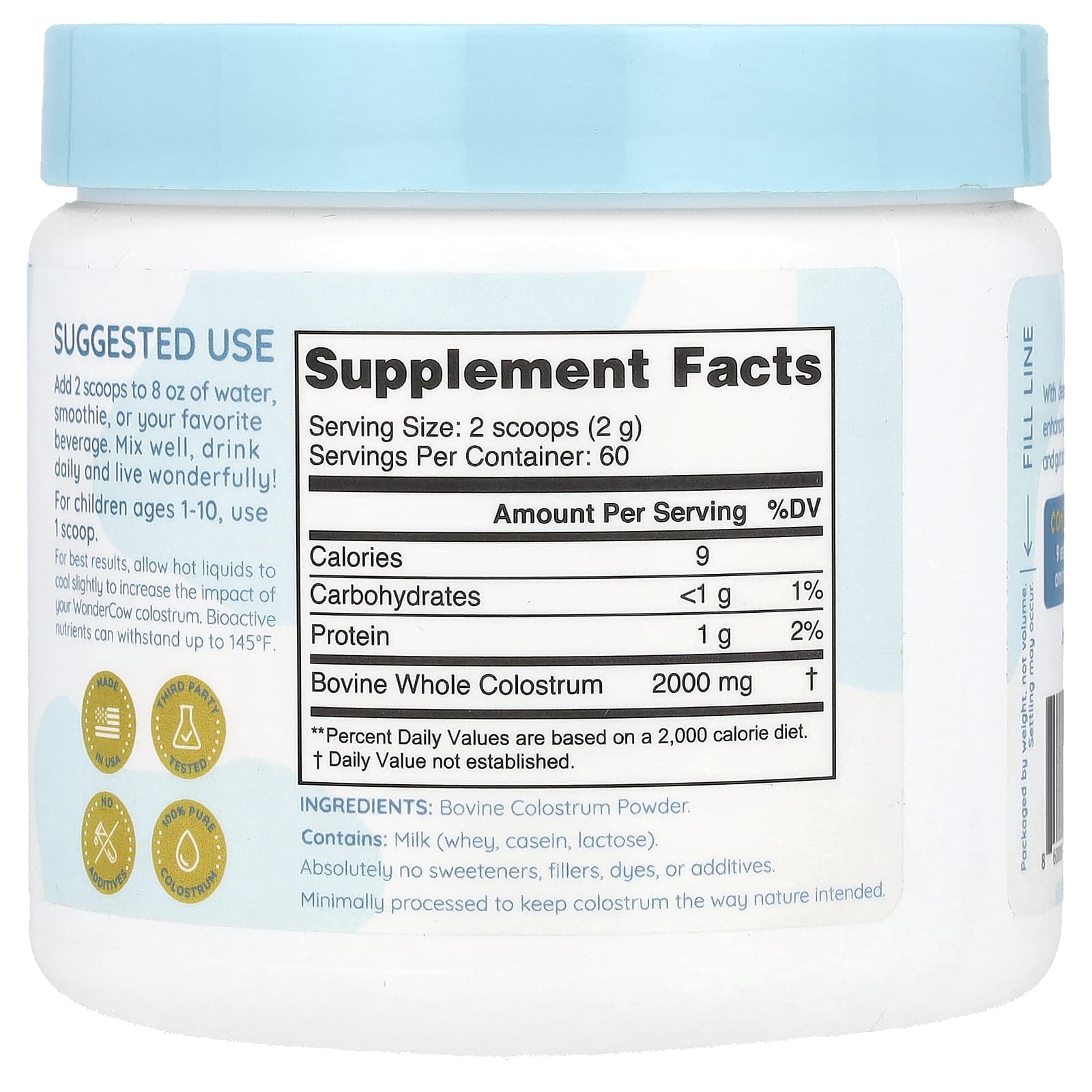 Wondercow, Colostrum Powder, Unflavored, 4.23 oz (120 g) - Image 2