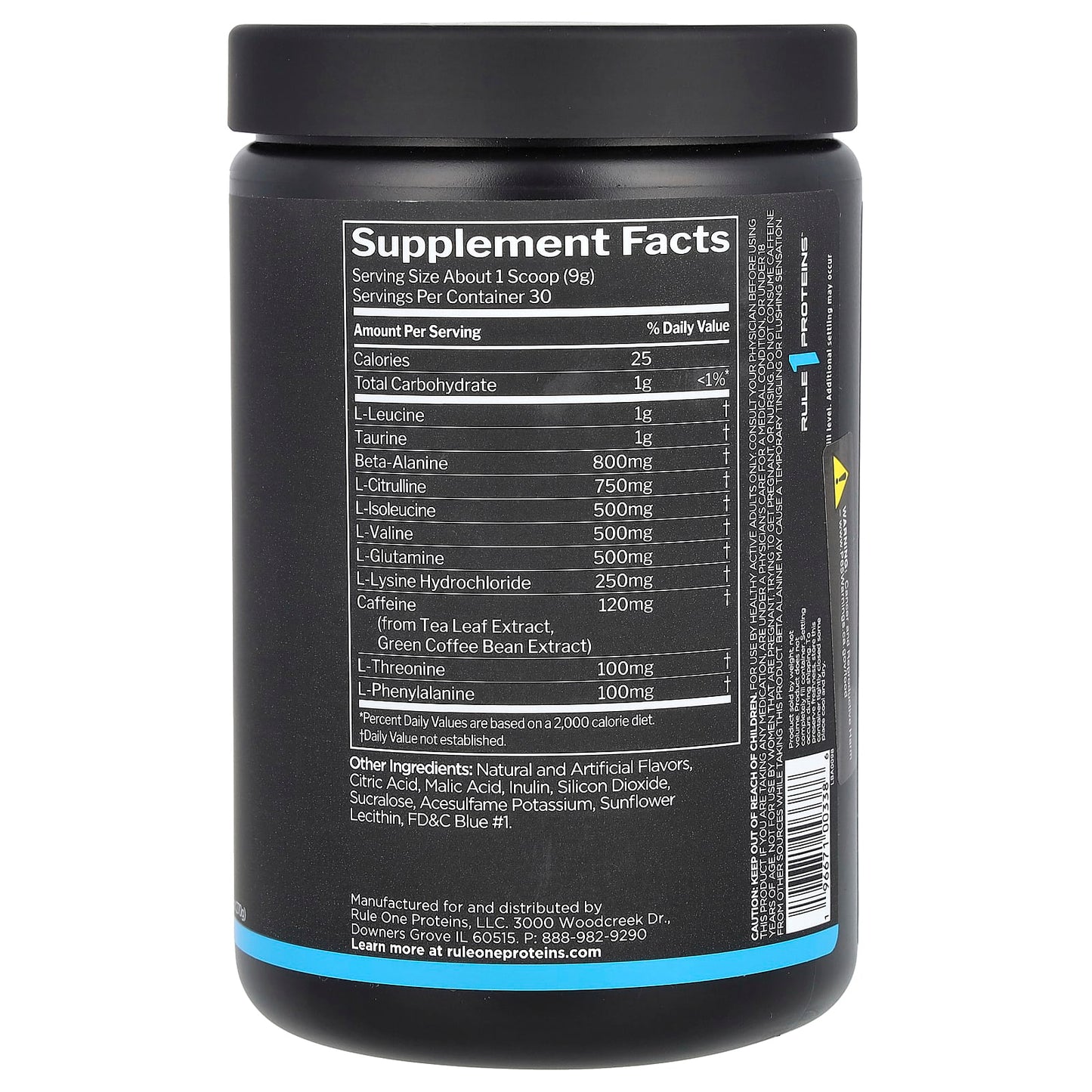 Rule One Proteins, Energized Amino, Blue Raspberry, 9.52 oz (270 g) - Image 2