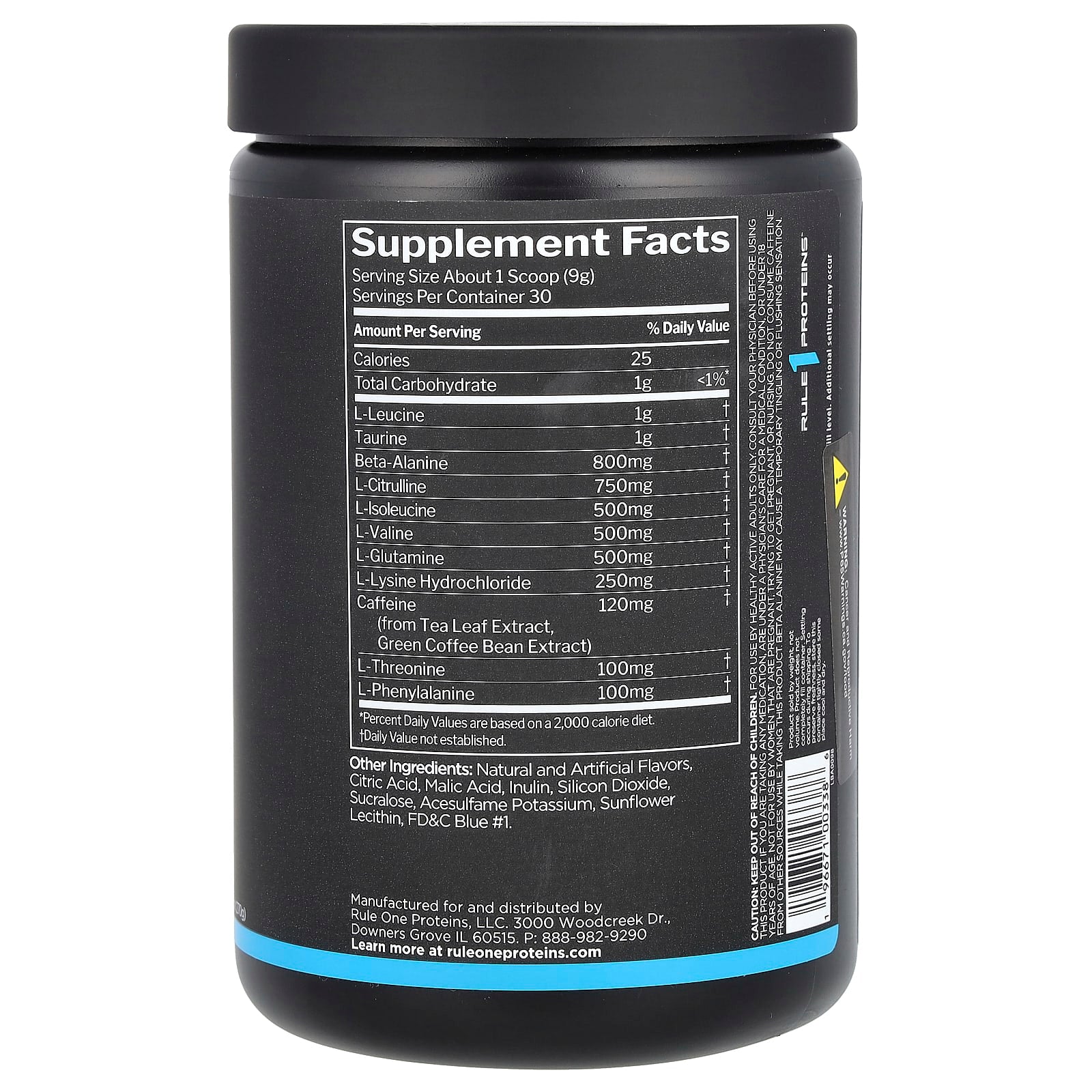 Rule One Proteins, Energized Amino, Blue Raspberry, 9.52 oz (270 g) - Image 2