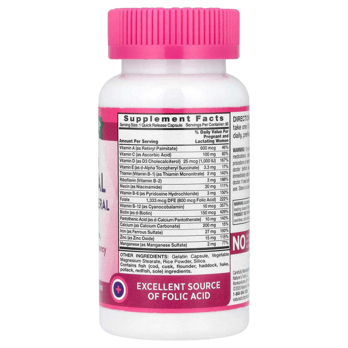 Nature's Truth, High Potency Prenatal Vitamin & Mineral Formula, 60 Quick Release Capsules - Image 2