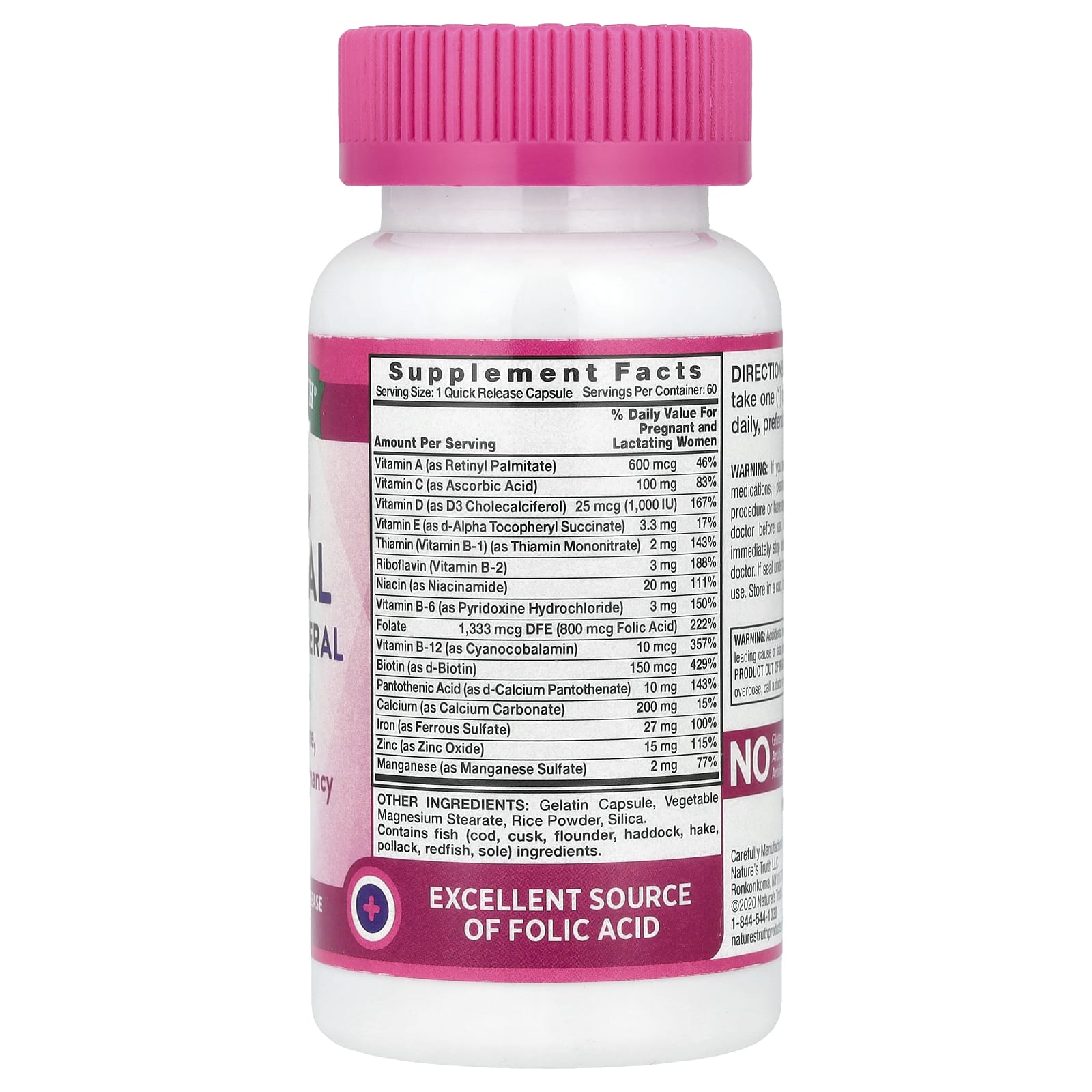 Nature's Truth, High Potency Prenatal Vitamin & Mineral Formula, 60 Quick Release Capsules - Image 2