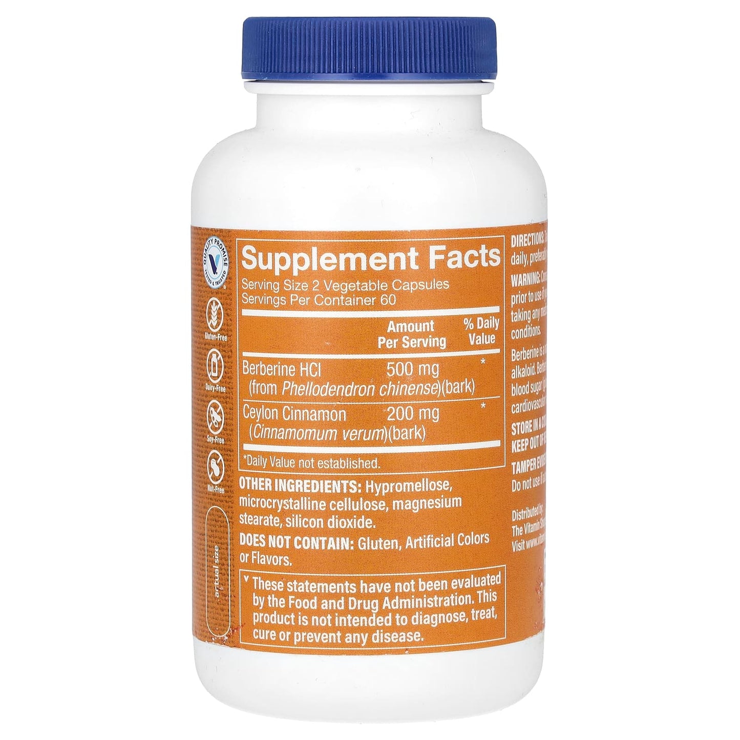 The Vitamin Shoppe, Berberine & Ceylon Cinnamon, 120 Vegetable Capsules - Image 2