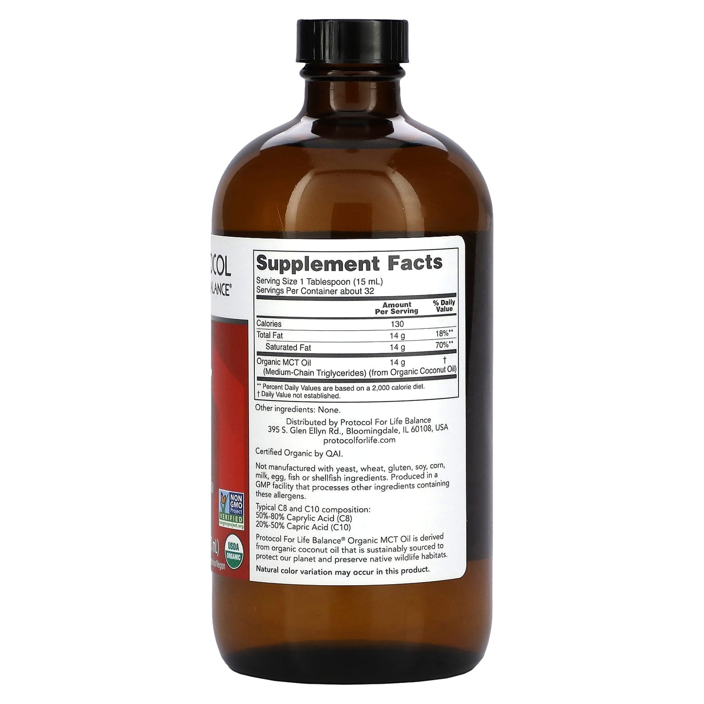 Protocol for Life Balance, Organic MCT Oil, 14 g, 16 fl oz (473 ml) - Image 2