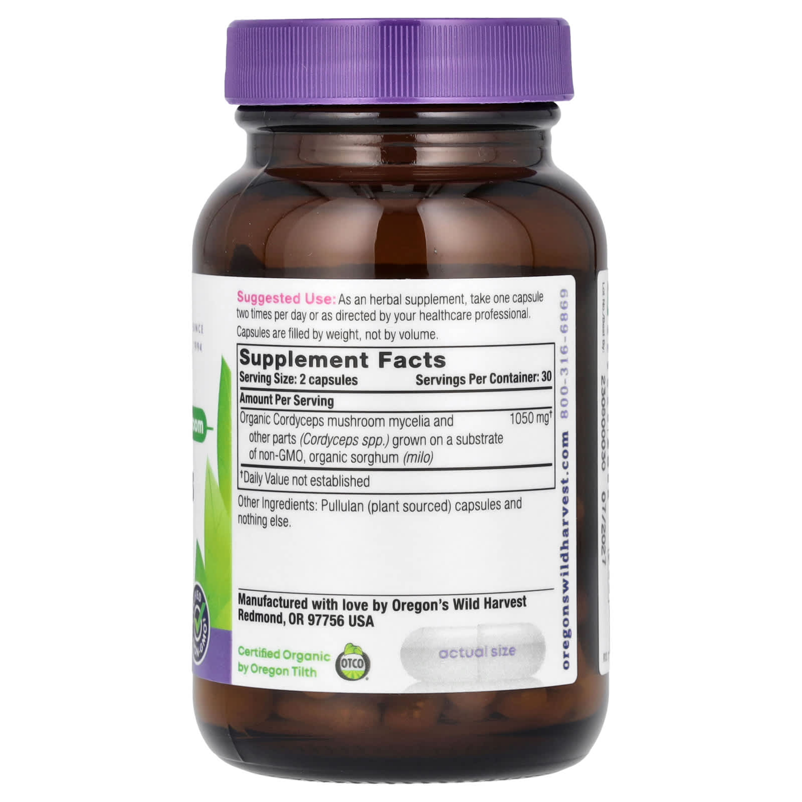 Oregon's Wild Harvest, Cordyceps, 60 Vegan Capsules (525 mg per Capsule) - Image 2