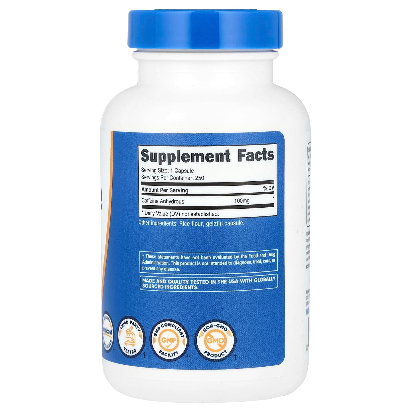 Nutricost, Caffeine, 100 mg, 250 Capsules - Image 2