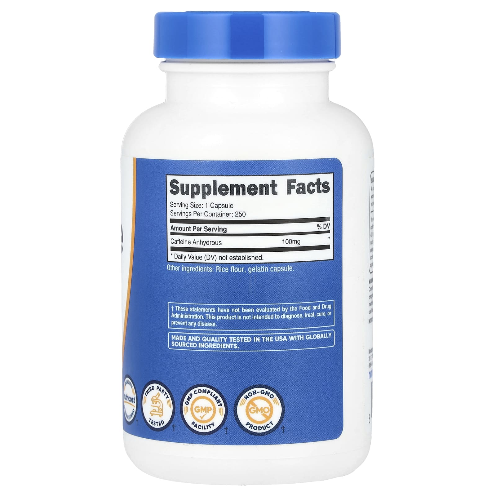Nutricost, Caffeine, 100 mg, 250 Capsules - Image 2