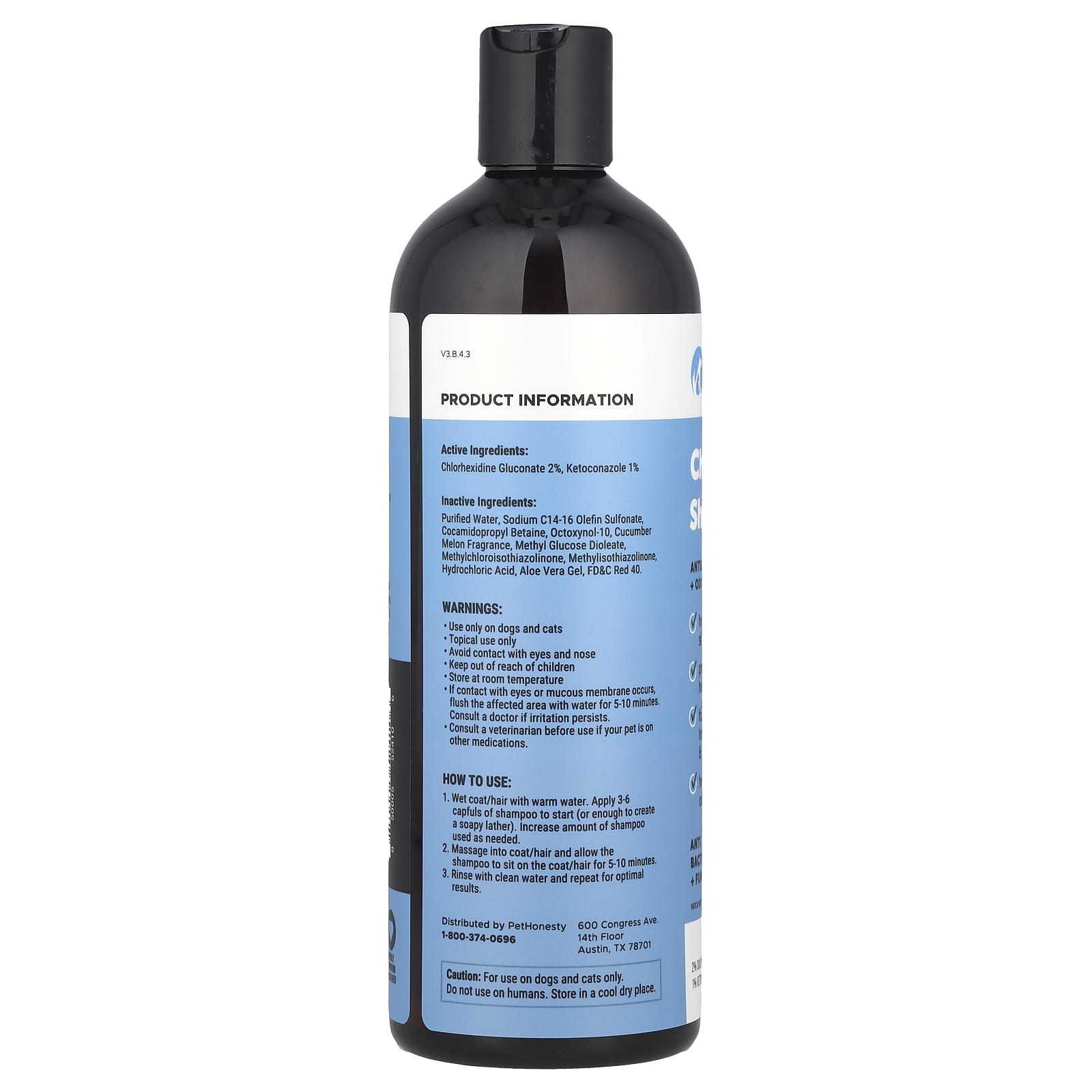 Pet Honesty, Chlorhexidine Shampoo, For Dogs & Cats, 16 fl oz (473 ml) - Image 2